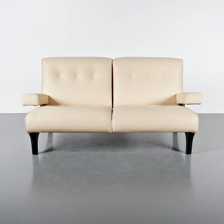 Eugenio Gerli Leather Sofa for Tecno, circa 1960 In Good Condition For Sale In Amsterdam, NL