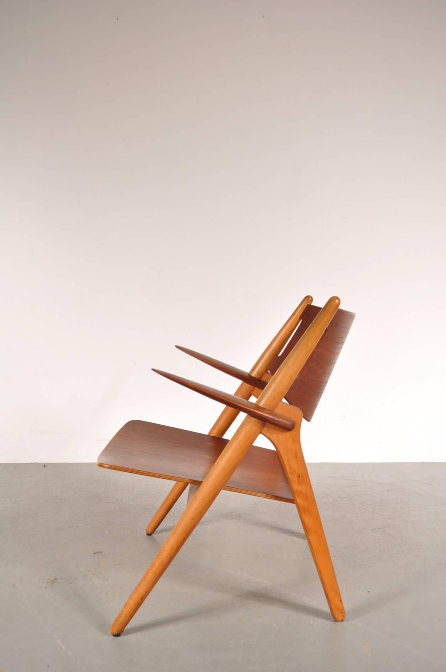 Mid-Century Modern Sawbuck Easy Chair by Hans J. Wegner for Carl Hansen & Son, Denmark, circa 1951