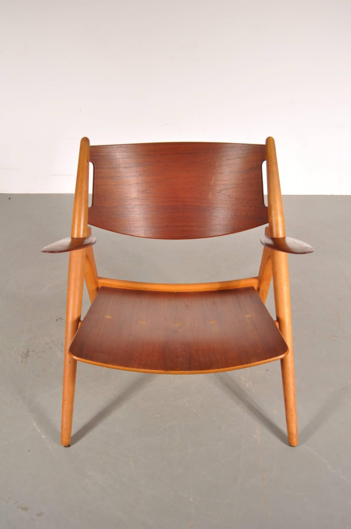 Mid-20th Century Sawbuck Easy Chair by Hans J. Wegner for Carl Hansen & Son, Denmark, circa 1951