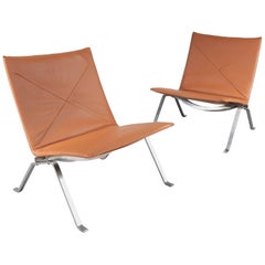 Vintage Pair of PK22 Chairs by Poul Kjaerholm for E. Kold Christensen, Denmark, 1960