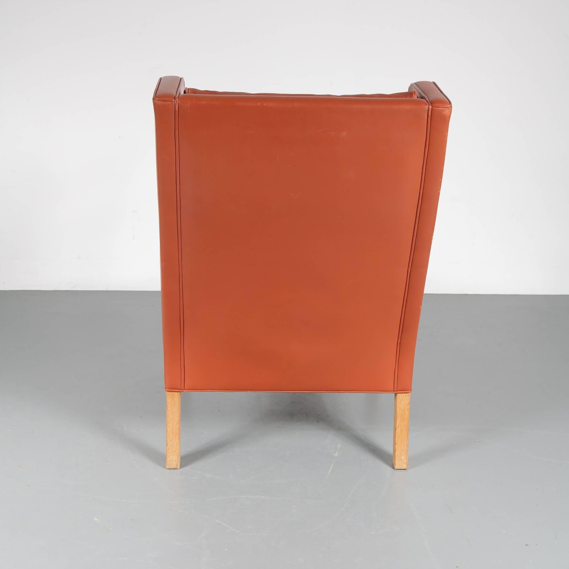 Danish Børge Mogensen Wingback Chair for Fredericia, Denmark, 1960 For Sale
