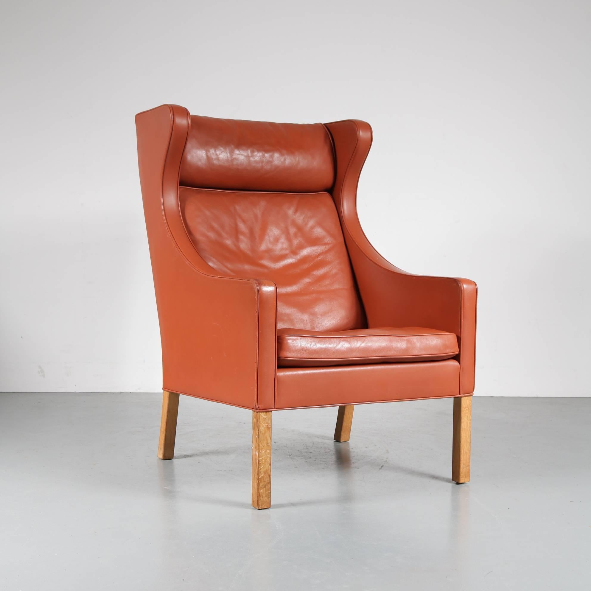 Børge Mogensen Wingback Chair for Fredericia, Denmark, 1960 In Good Condition For Sale In Amsterdam, NL