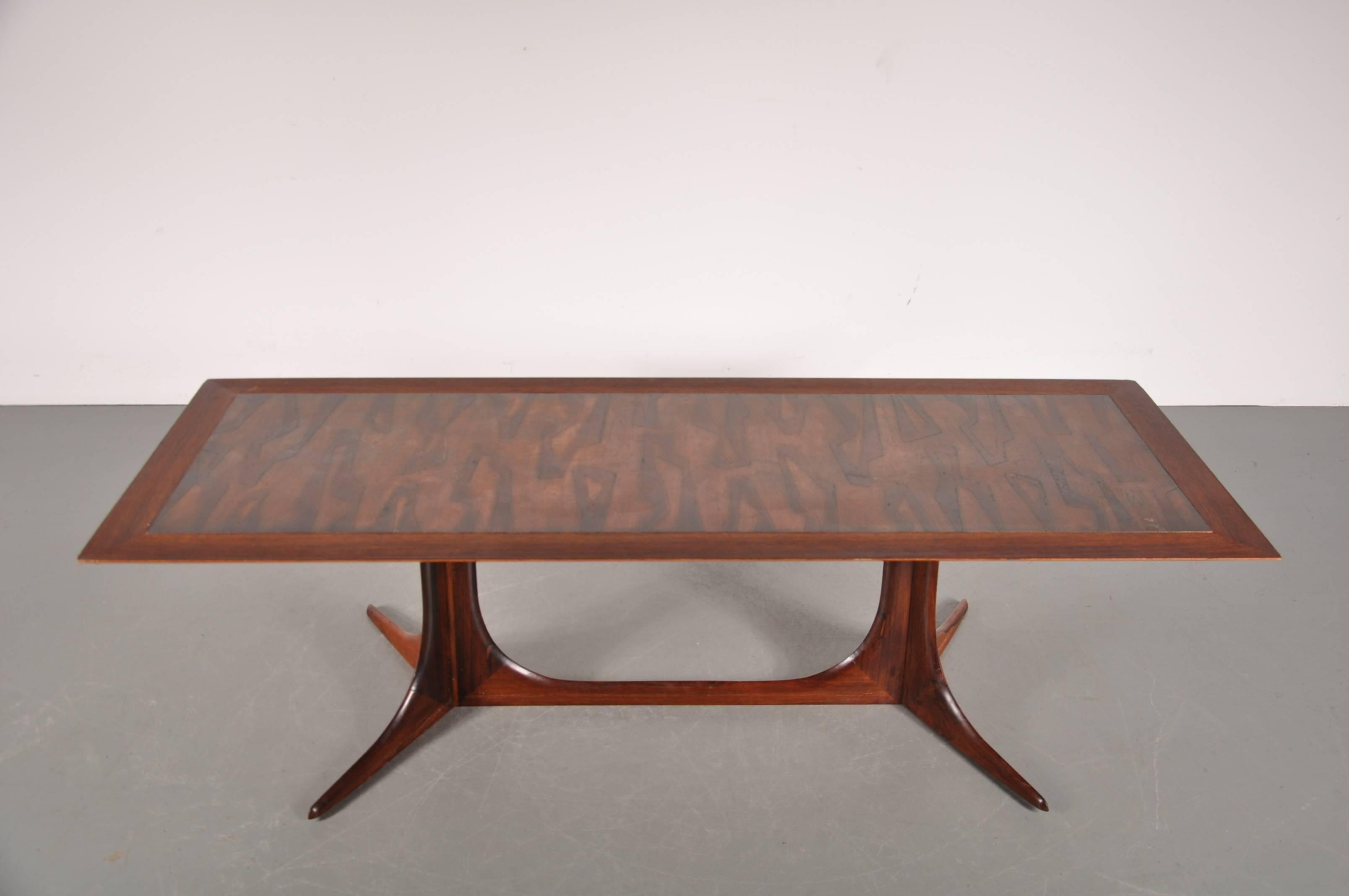 Patinated Rosewood Danish Coffee Table, circa 1960