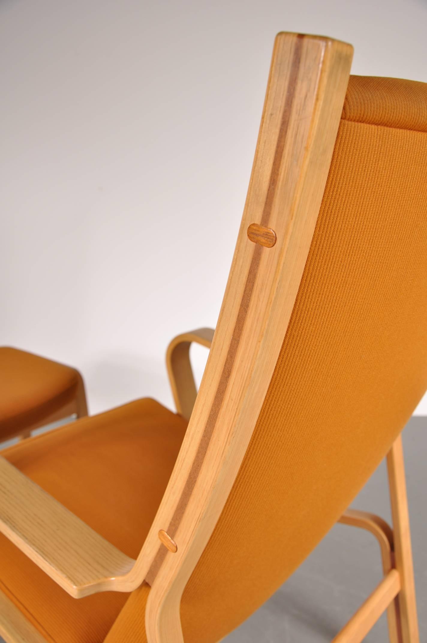 Highback Easy Chair with Ottoman by Hans J. Wegner, circa 1980 In Good Condition In Amsterdam, NL