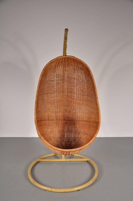 Wicker Hanging Chair Attributed to Nanna Ditzel, circa 1950 For Sale at