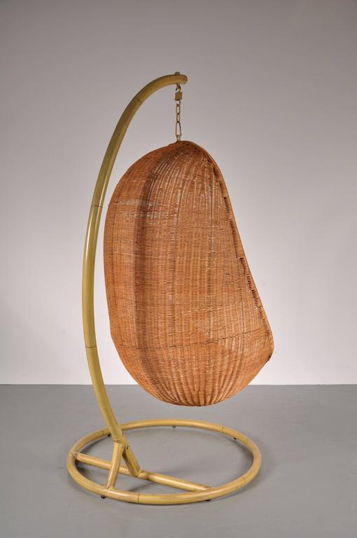 Wicker Hanging Chair Attributed to Nanna Ditzel, circa 1950 For Sale at 1stDibs
