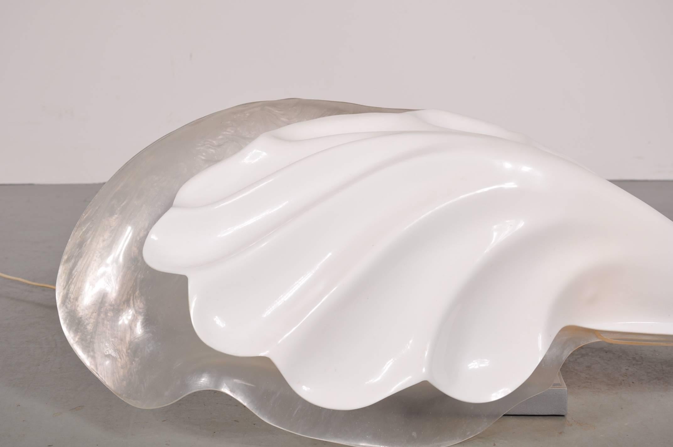 Canadian Acrylic Shell Lamp by Rougier, circa 1970 For Sale