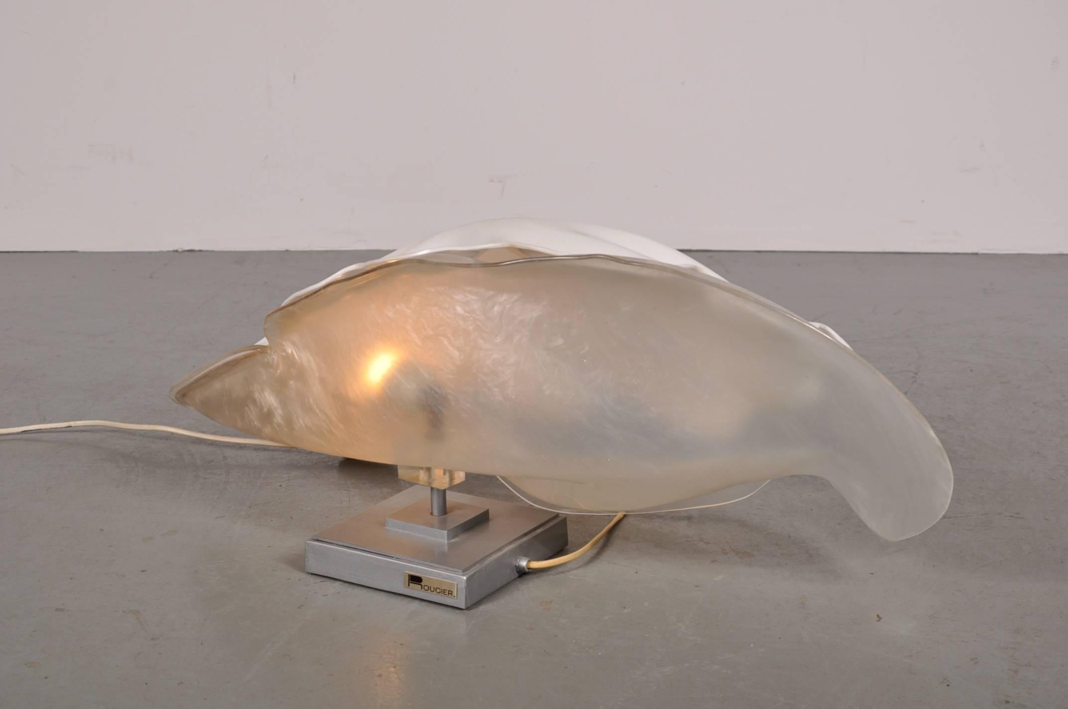 Acrylic Shell Lamp by Rougier, circa 1970 For Sale 2