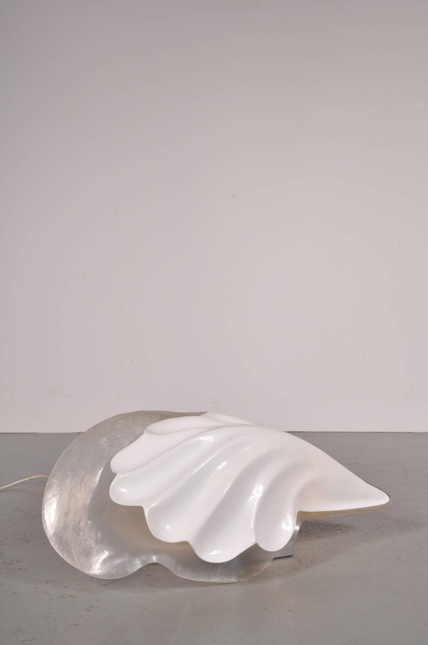 Mid-Century Modern Acrylic Shell Lamp by Rougier, circa 1970 For Sale