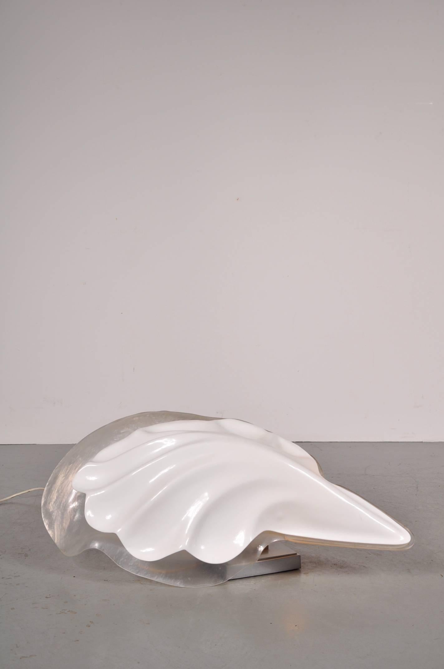 Late 20th Century Acrylic Shell Lamp by Rougier, circa 1970 For Sale