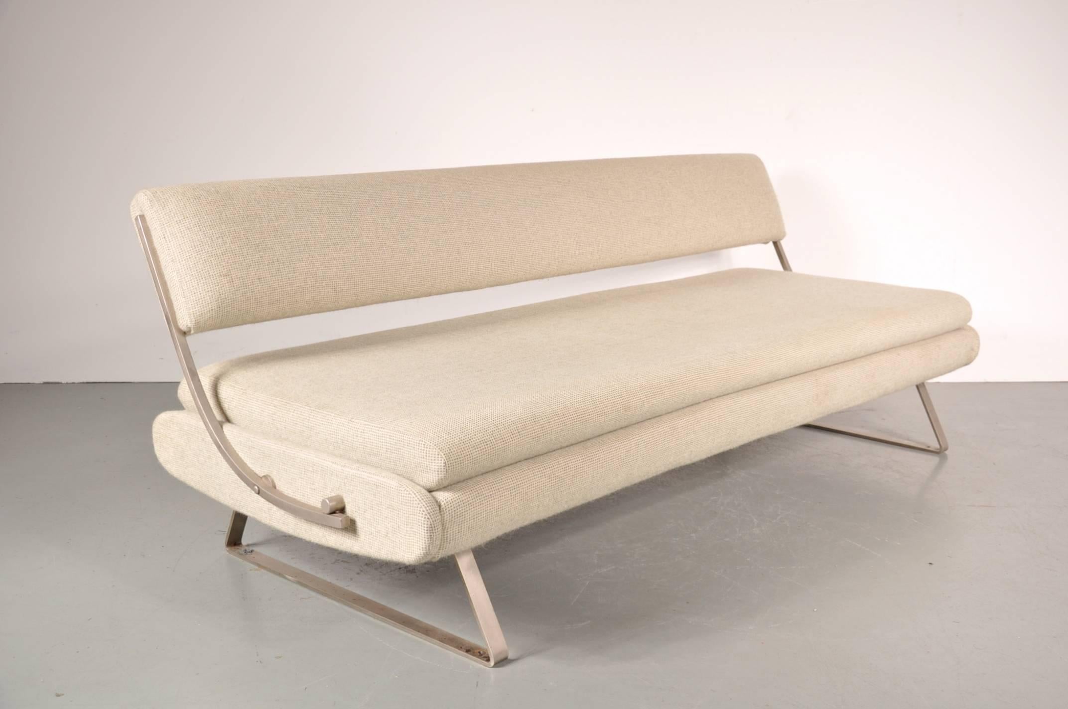 Fabric Italian Three-Seater Sofa / Sleeping Bench, circa 1960
