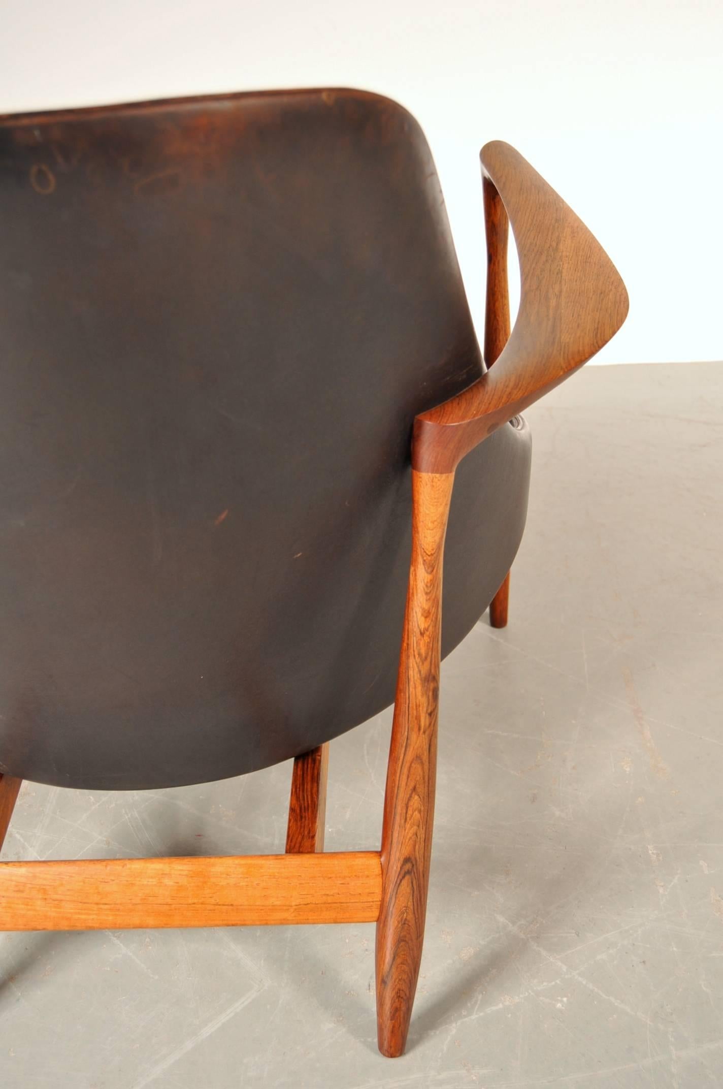 Leather Elizabeth Chair by Ib Kofod-Larsen for Christensen and Larsen, Denmark, 1956