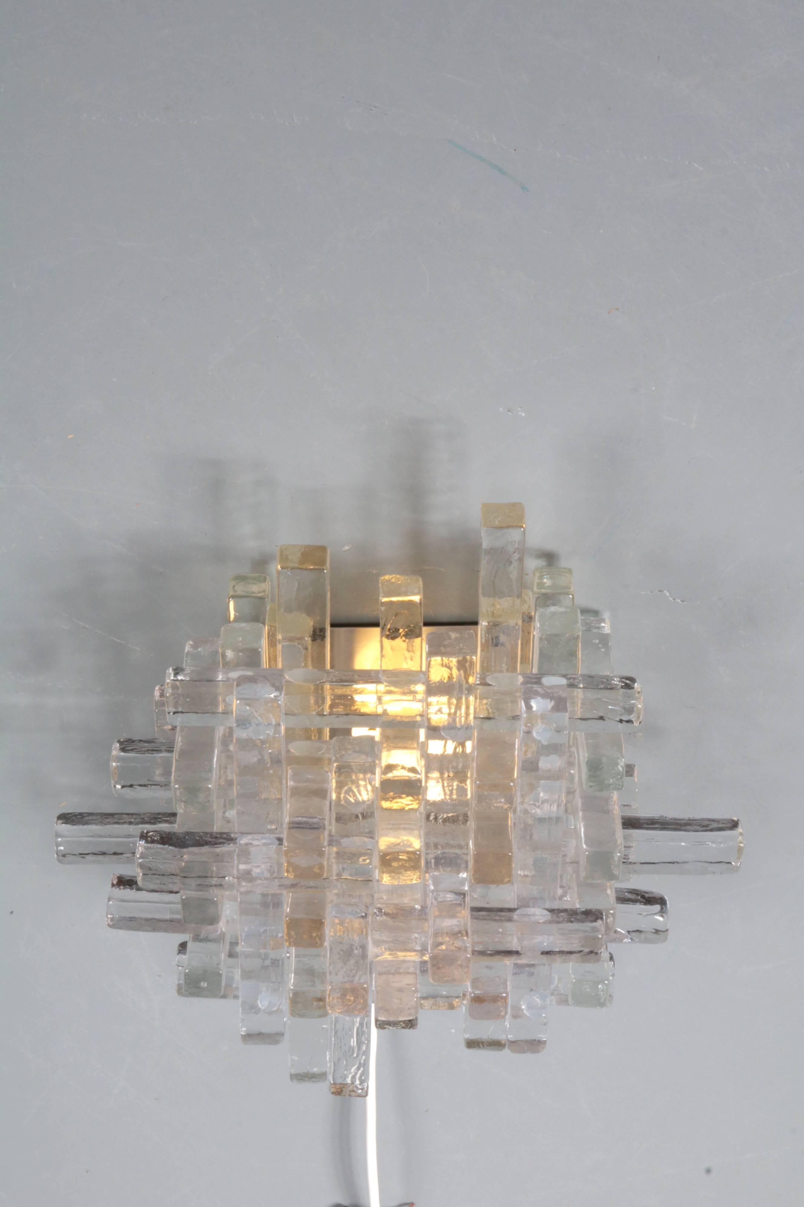 Mid-Century Modern Glass Wall Sconce by Poliarte, Italy, circa 1960