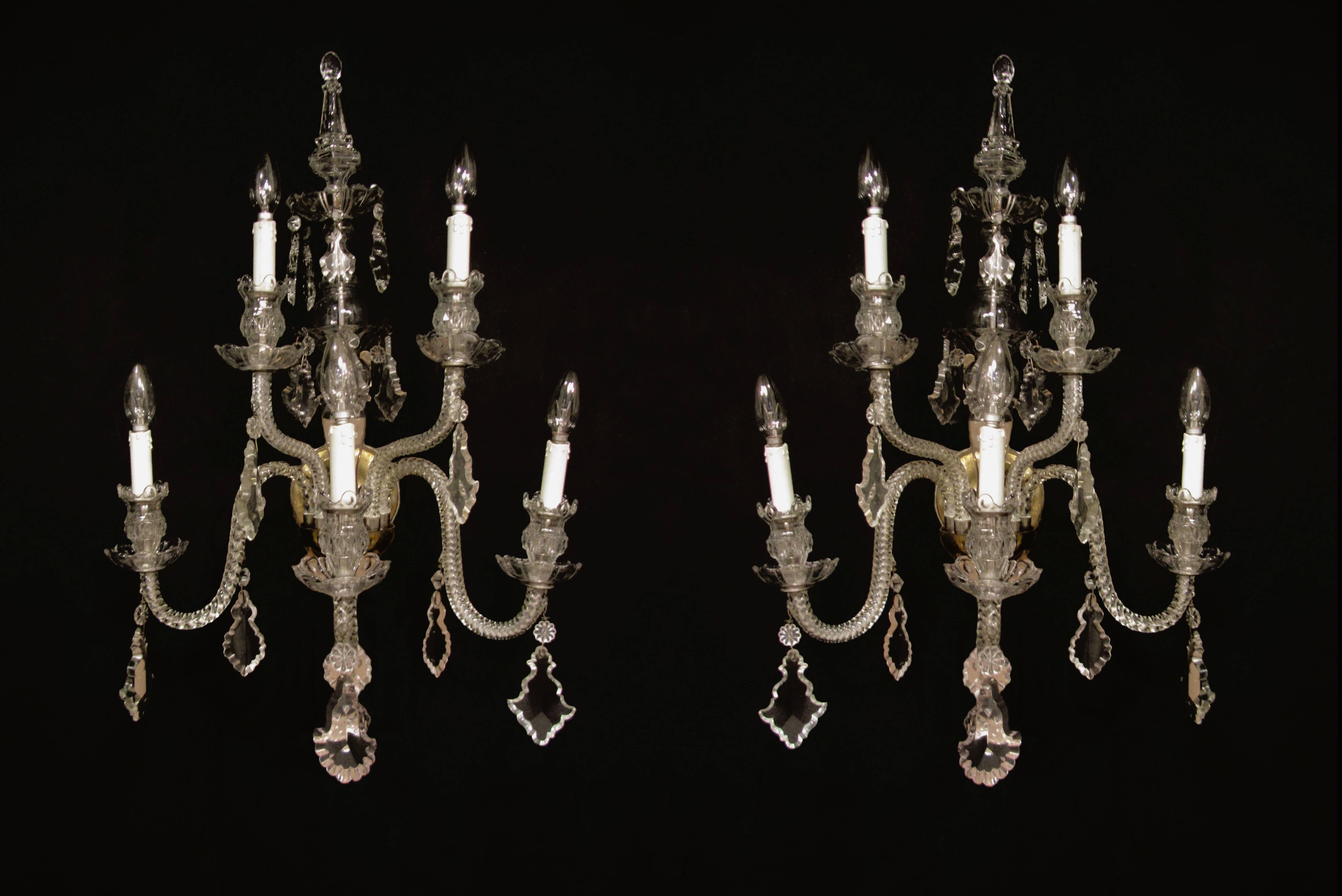 English Pair of Five-Arm Victorian Wall Lights