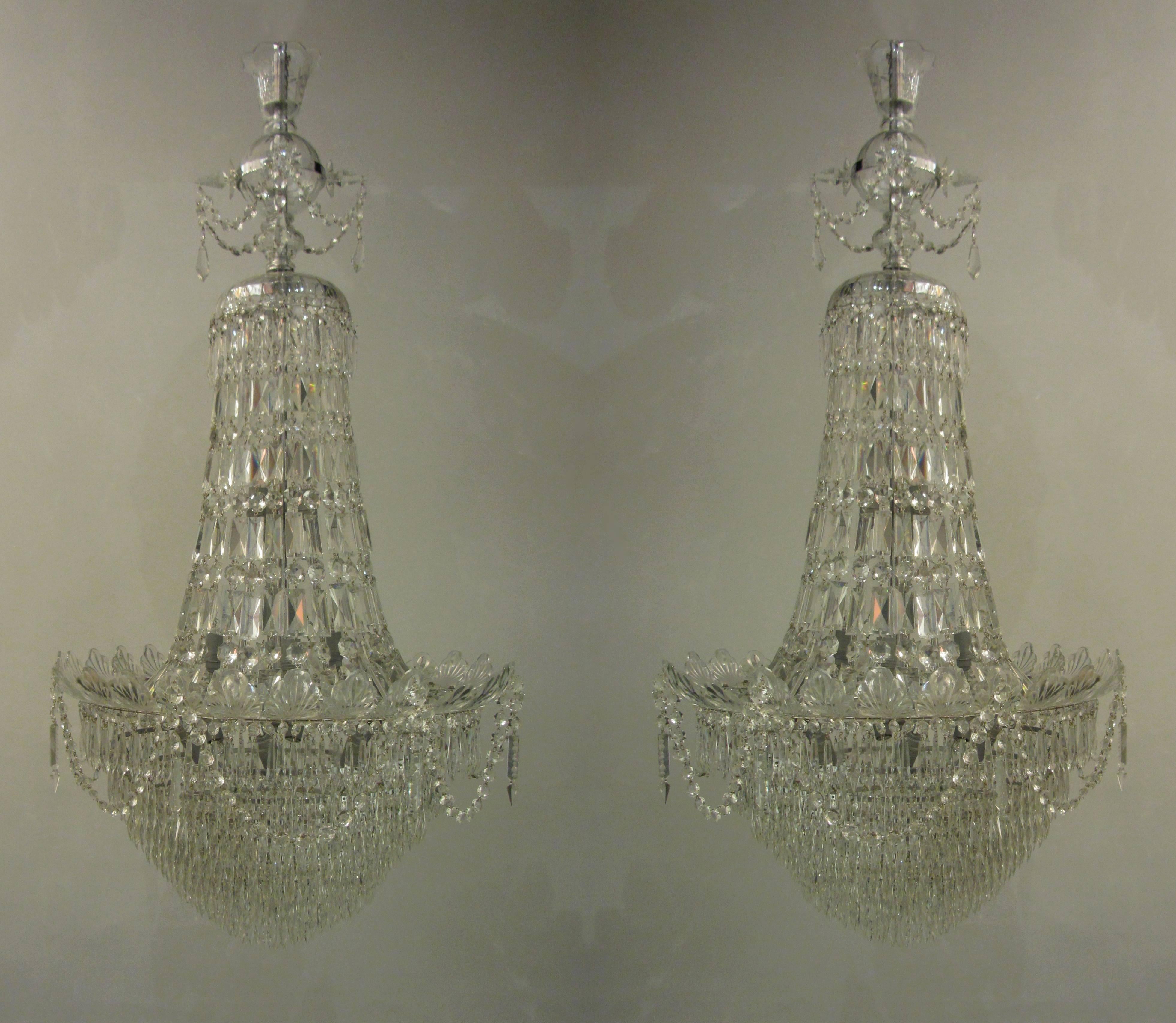 Pair of French Waterfall Chandeliers For Sale 5
