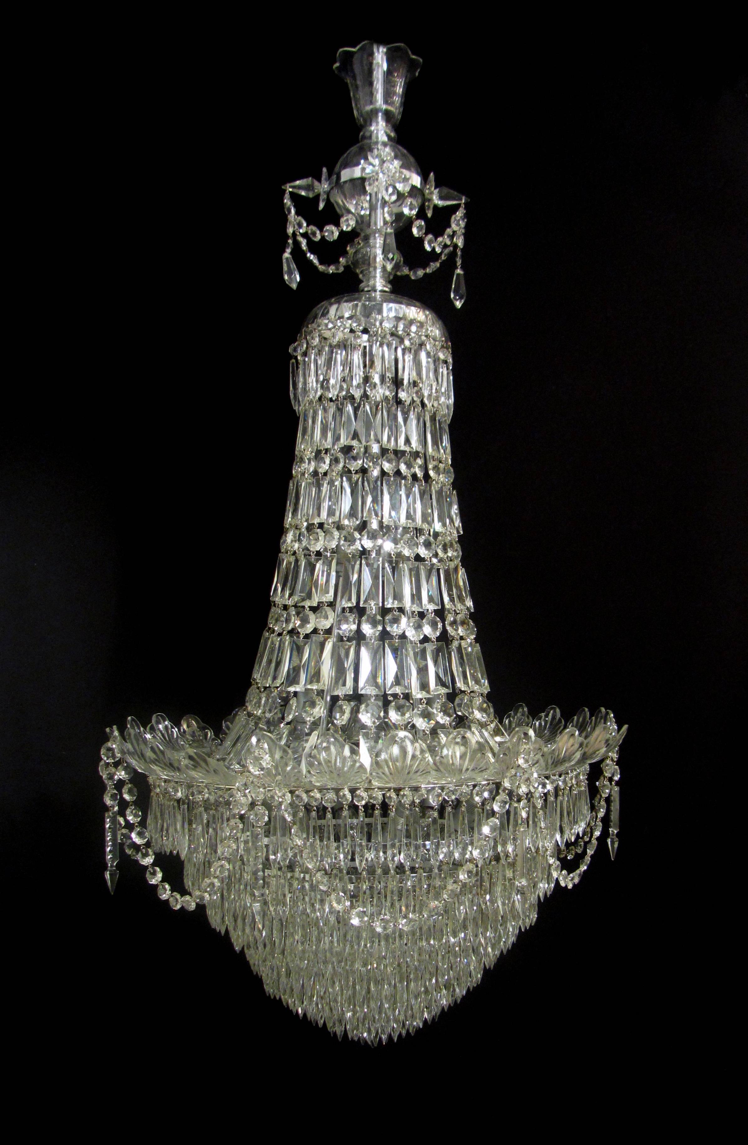Pair of French Waterfall Chandeliers For Sale 3