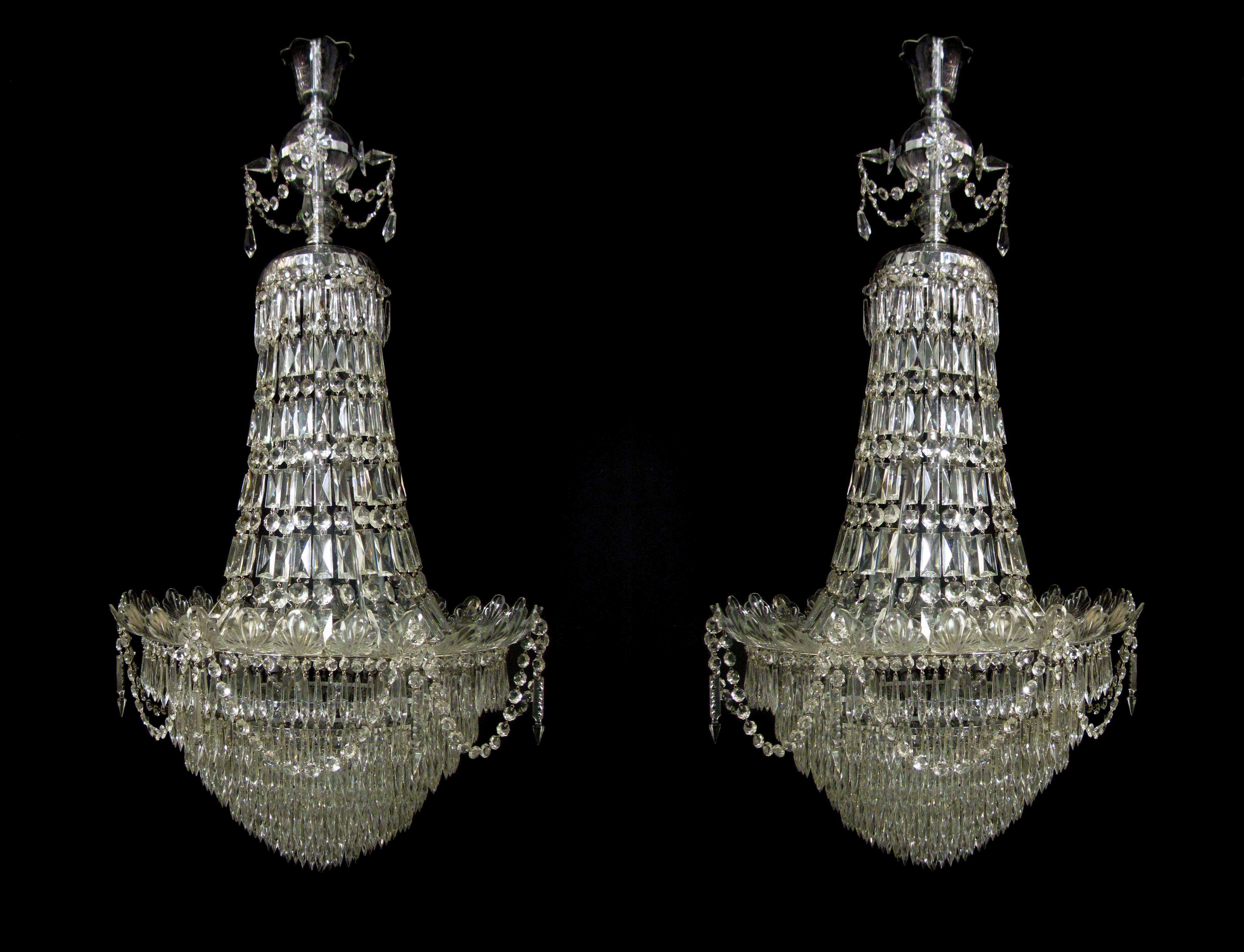 Pair of French Waterfall Chandeliers For Sale 4