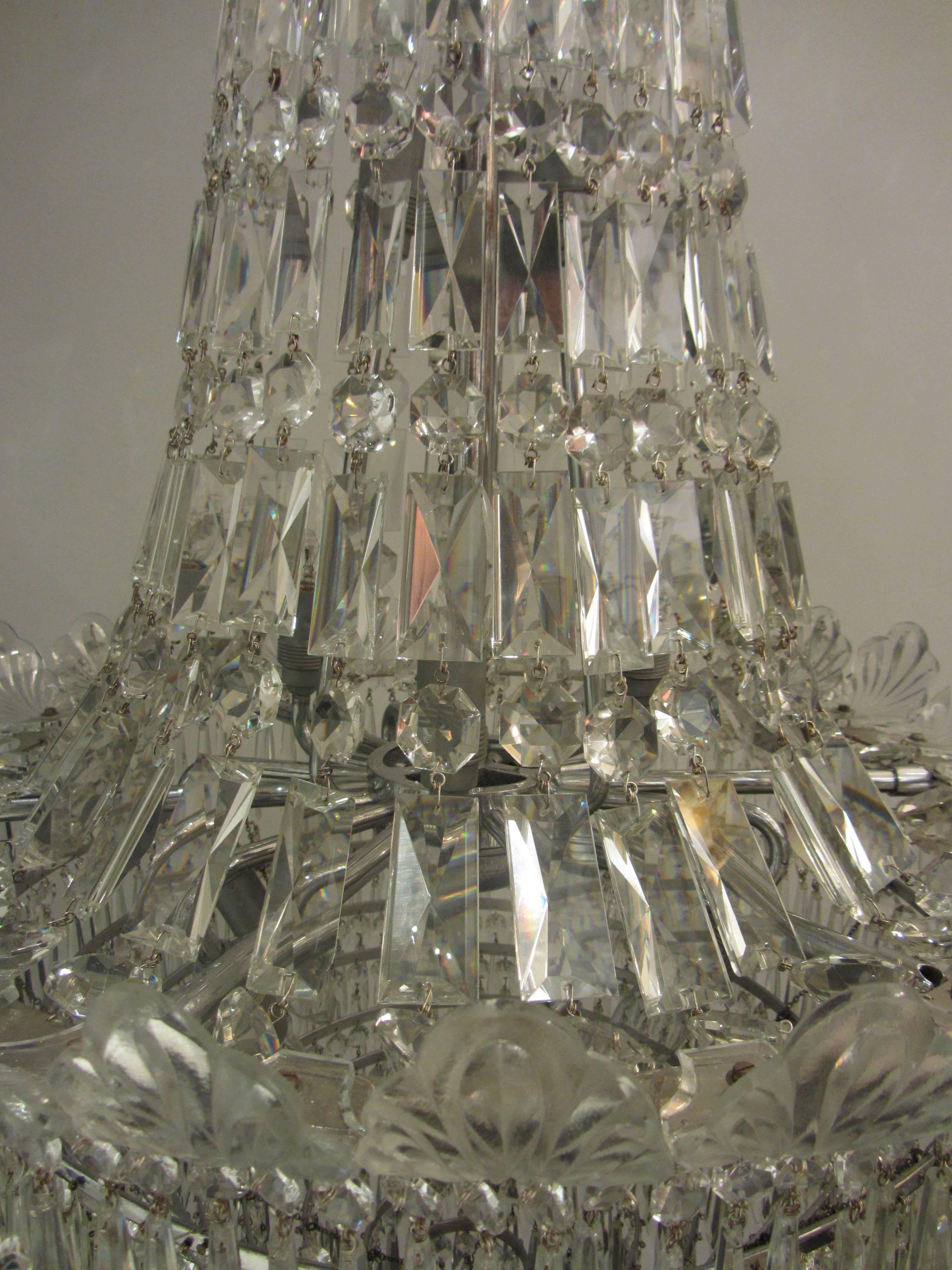 Pair of French Waterfall Chandeliers For Sale 1