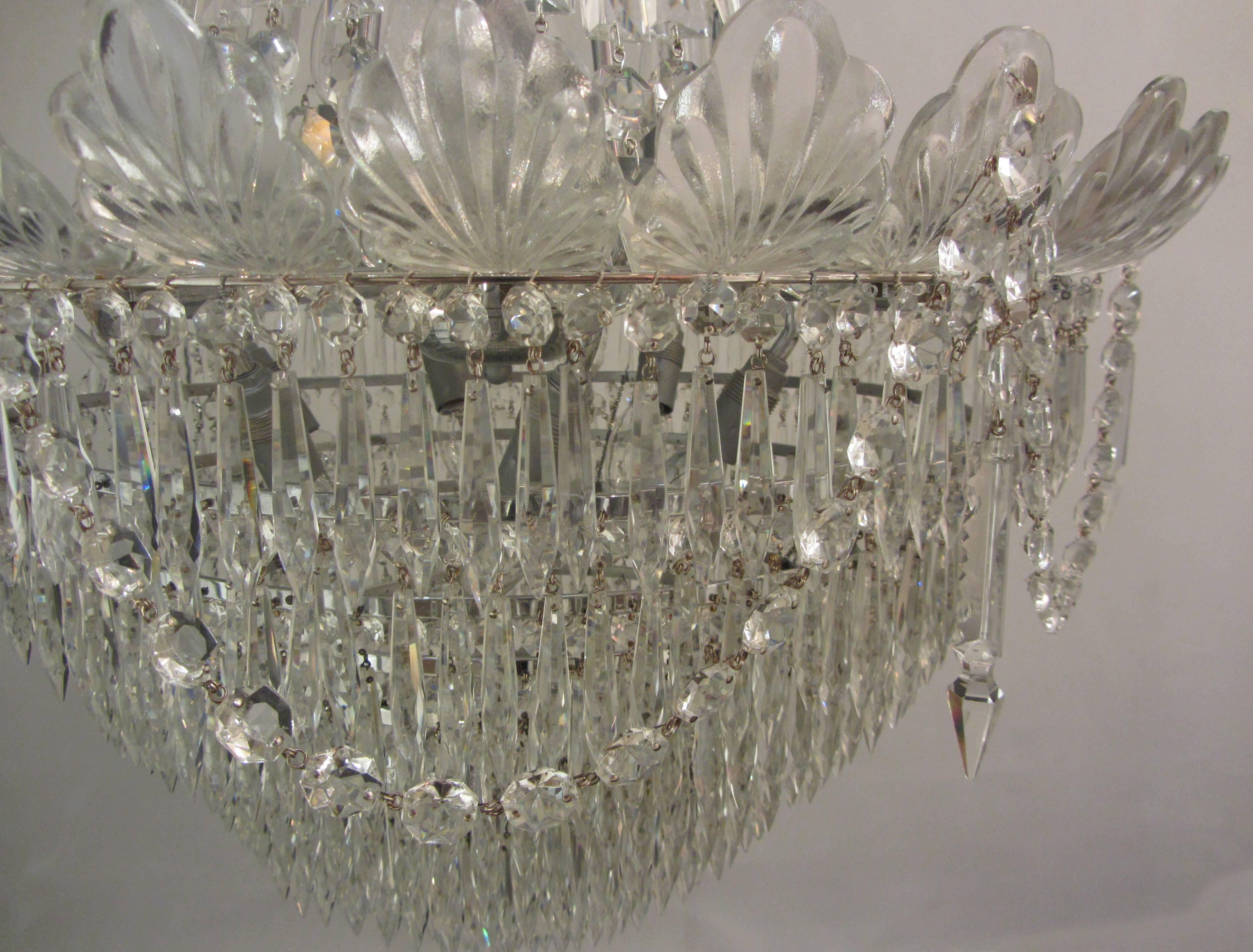 Pair of French Waterfall Chandeliers For Sale 2