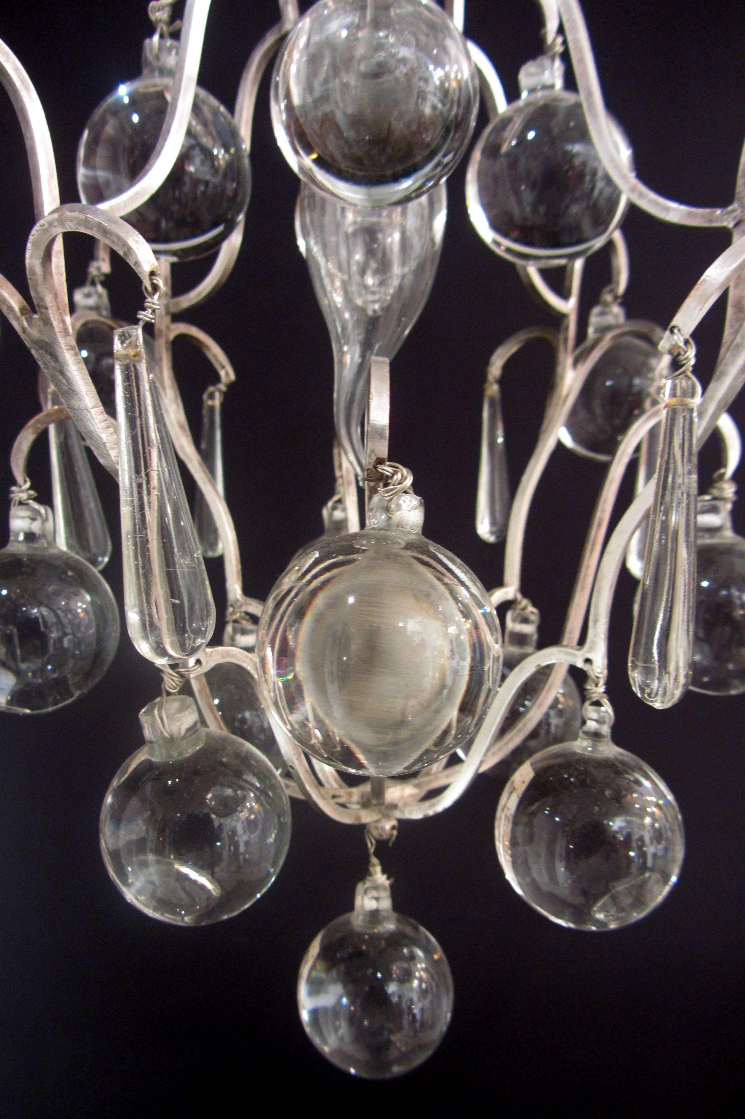 Set of Three Small, Unusual 'Ball' Drop Chandeliers In Good Condition In London, GB