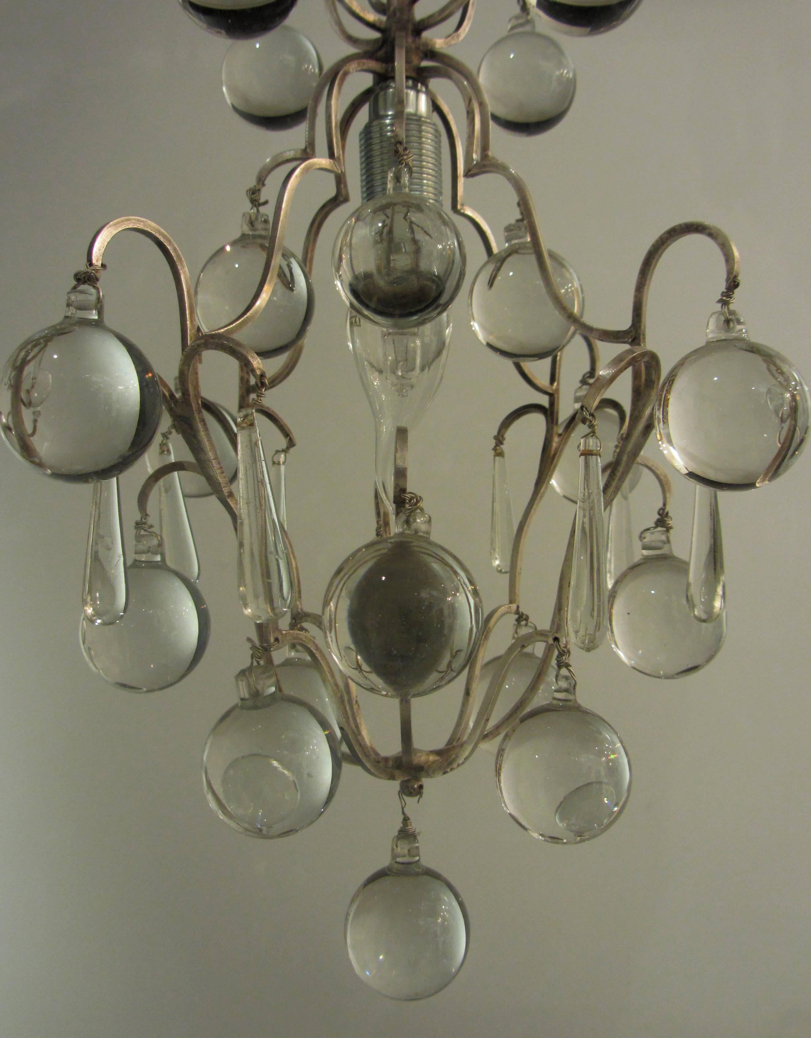 19th Century Set of Three Small, Unusual 'Ball' Drop Chandeliers