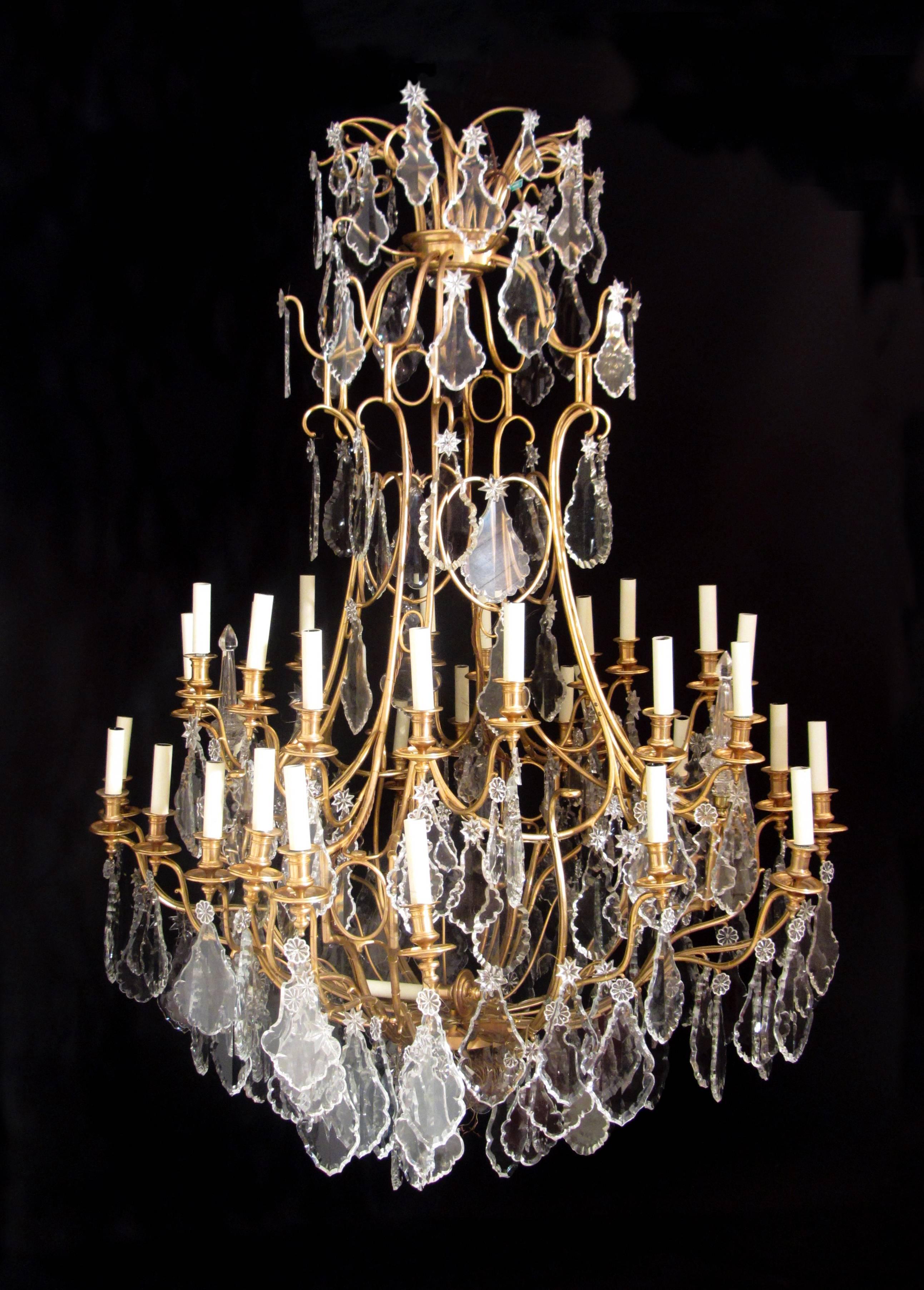 French Baccarat Gilt Bronze Chandelier For Sale