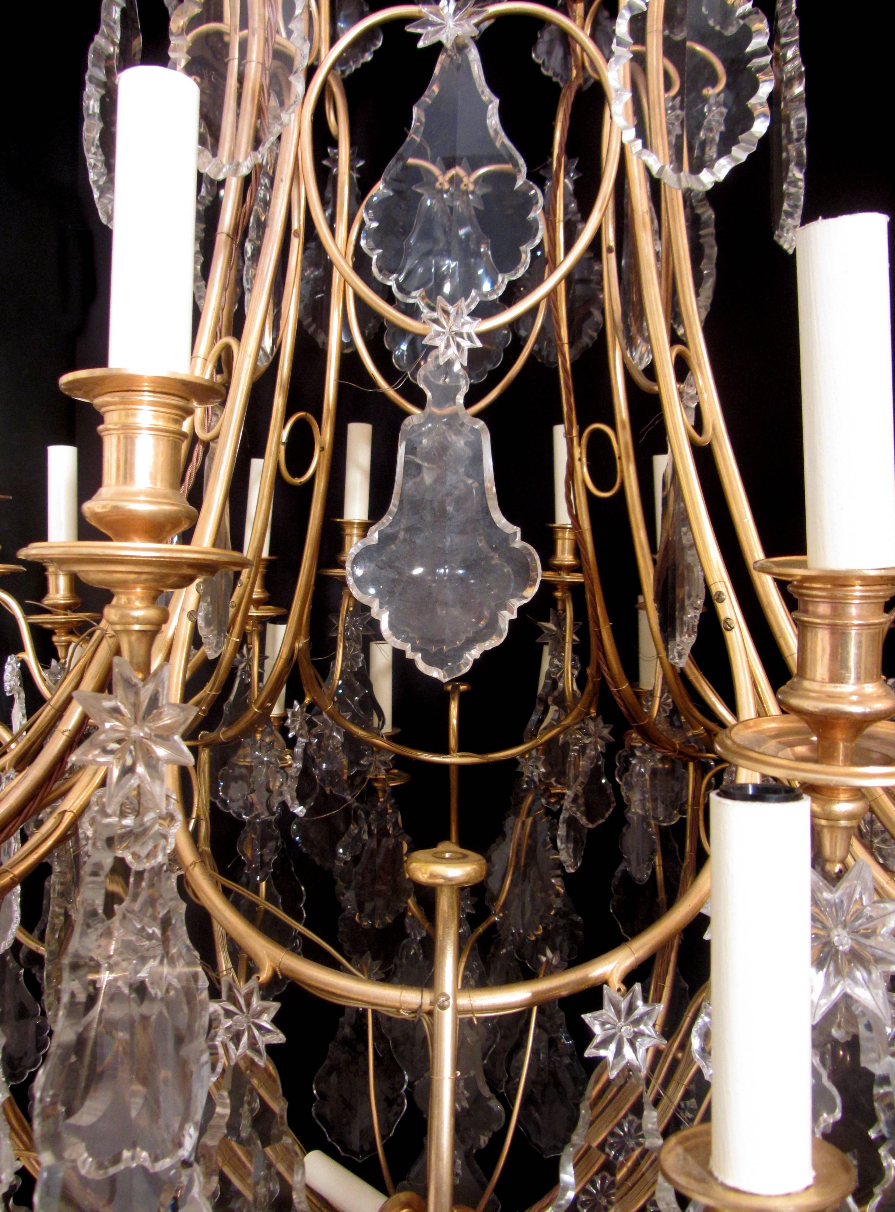 Baccarat Gilt Bronze Chandelier In Good Condition For Sale In London, GB