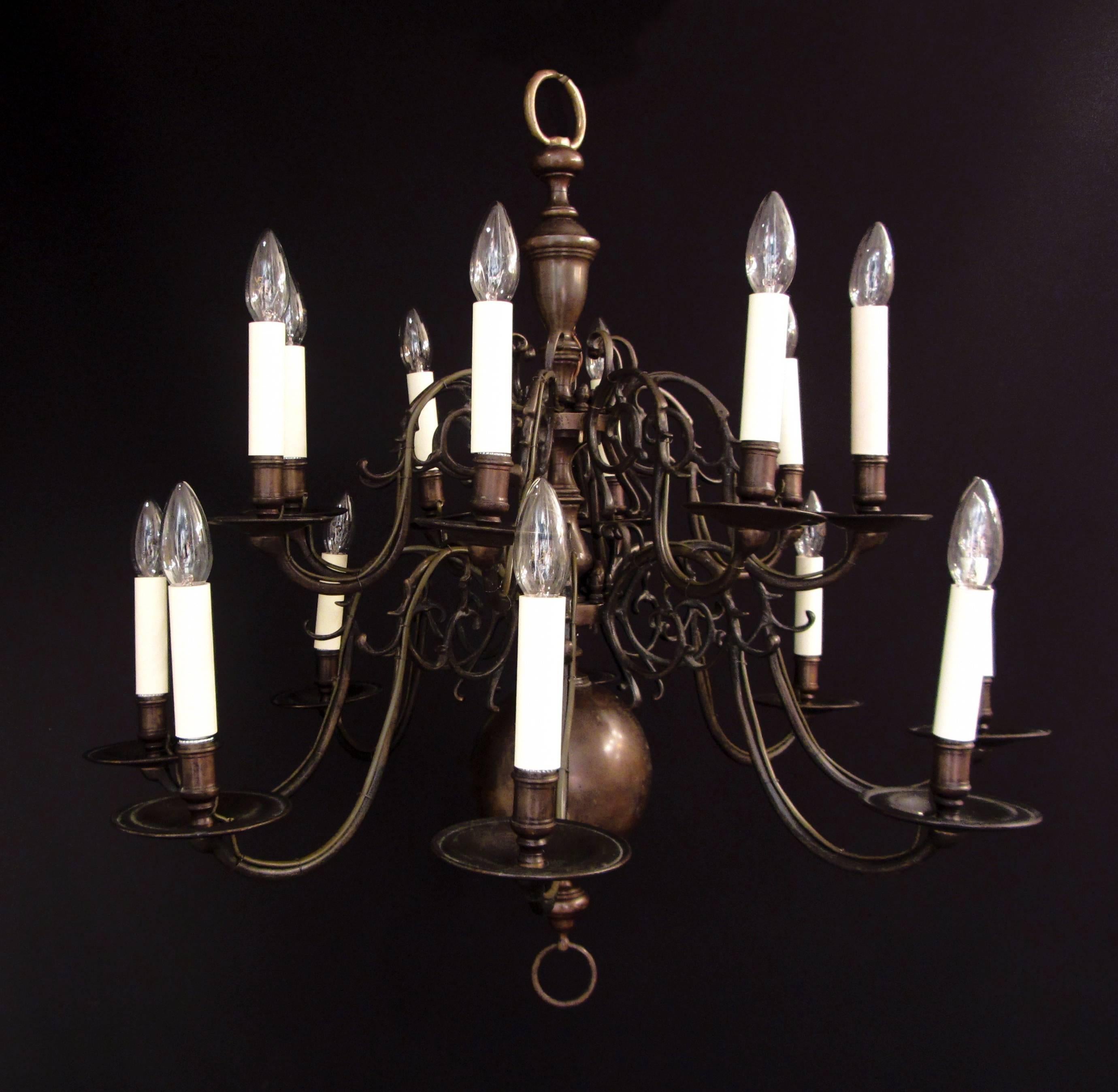 19th Century A two tiered Dutch ball chandelier For Sale