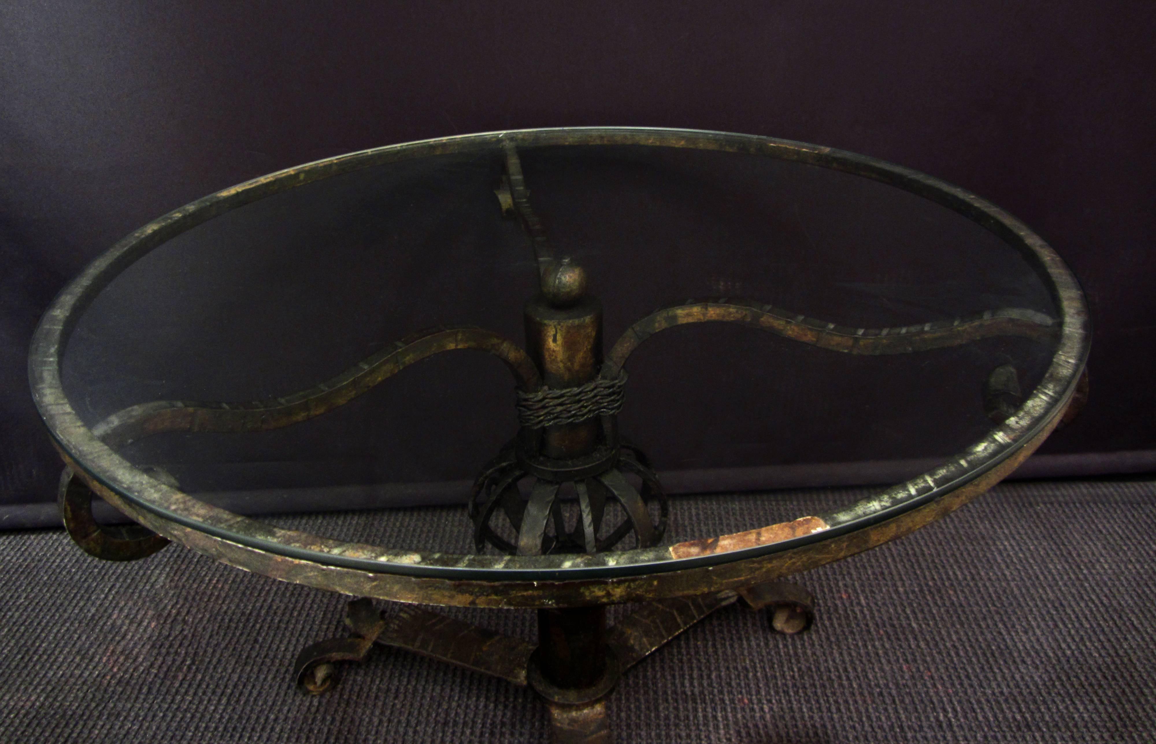 Spanish Unusual Wrought Iron Coffee Table For Sale
