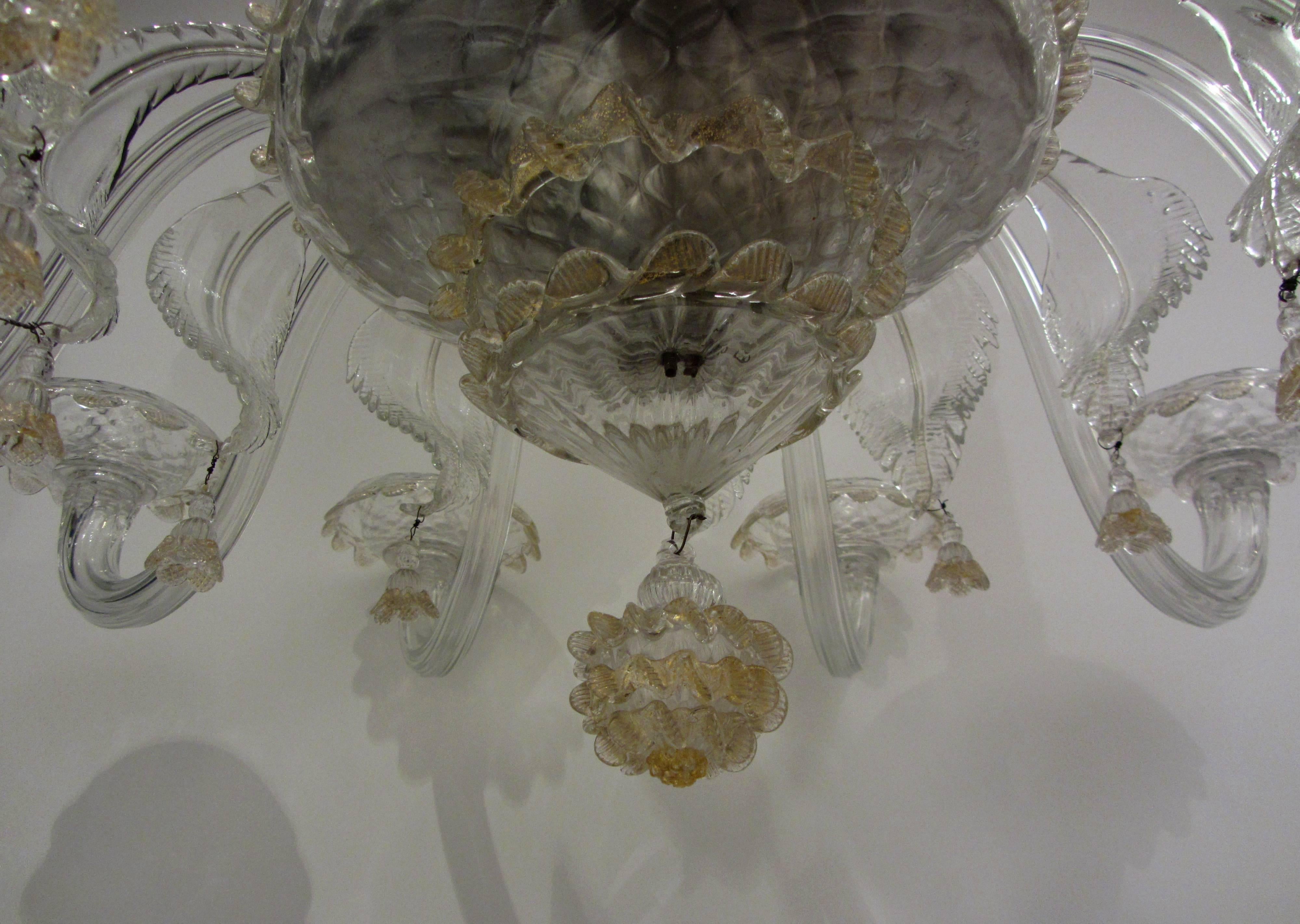 Italian Large Early 20th Century Murano Glass Chandelier