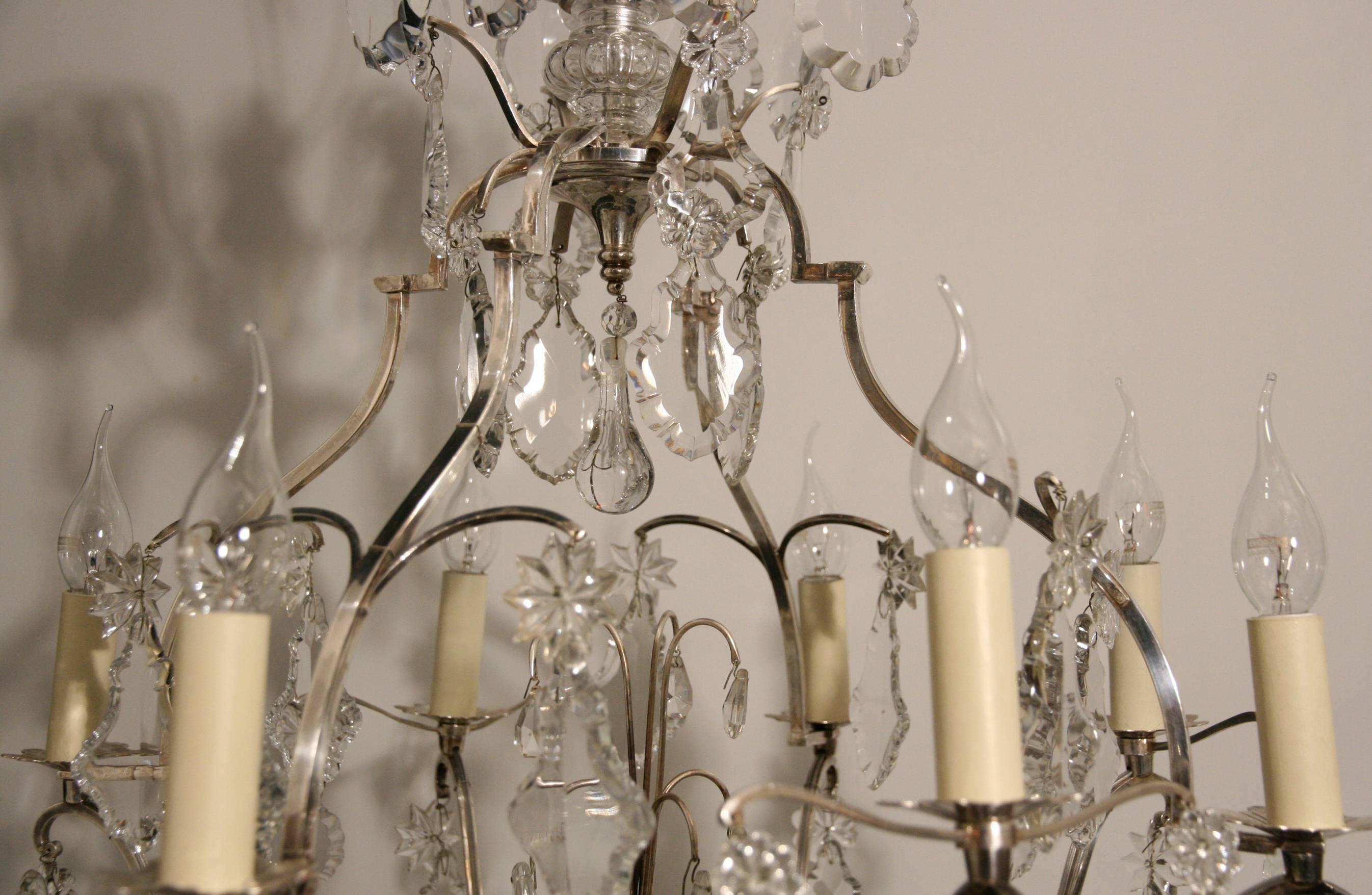 French Silvered Bird Cage Form Chandelier For Sale