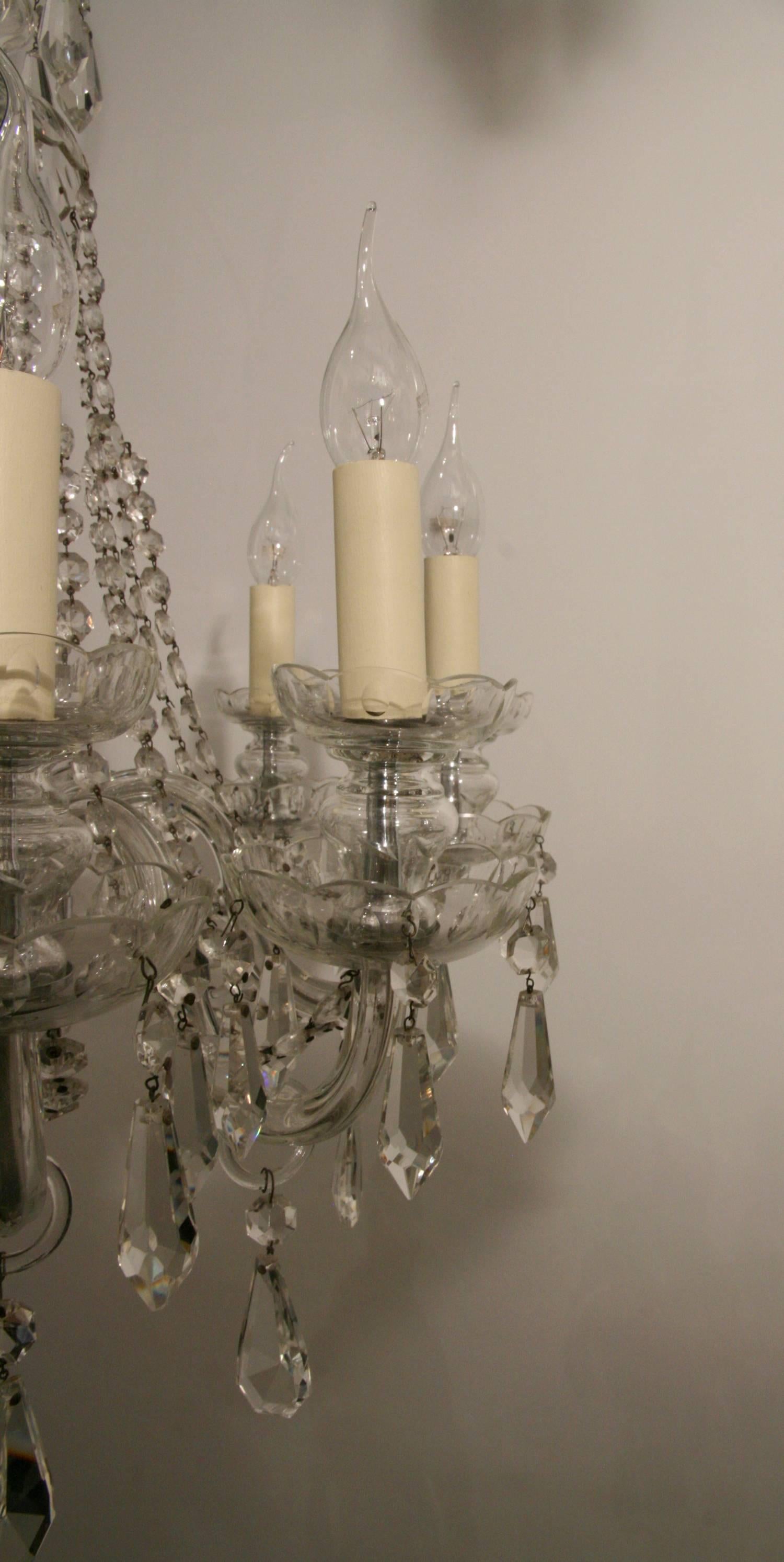 English Cut glass eight-arm chandelier