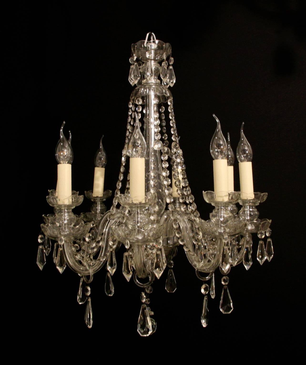 20th Century Cut glass eight-arm chandelier