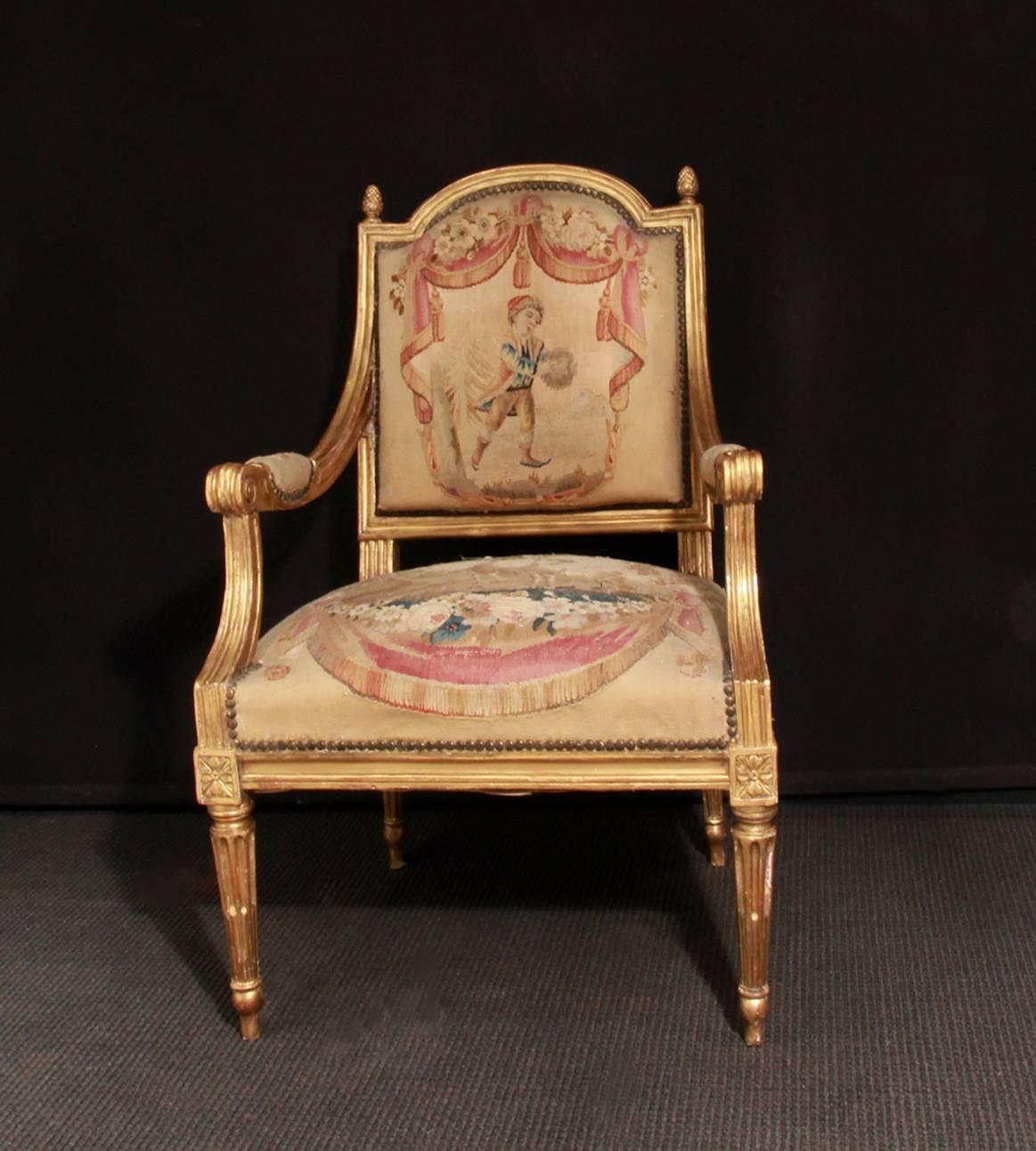 French Set of Four 18th Century Tapestry Chairs
