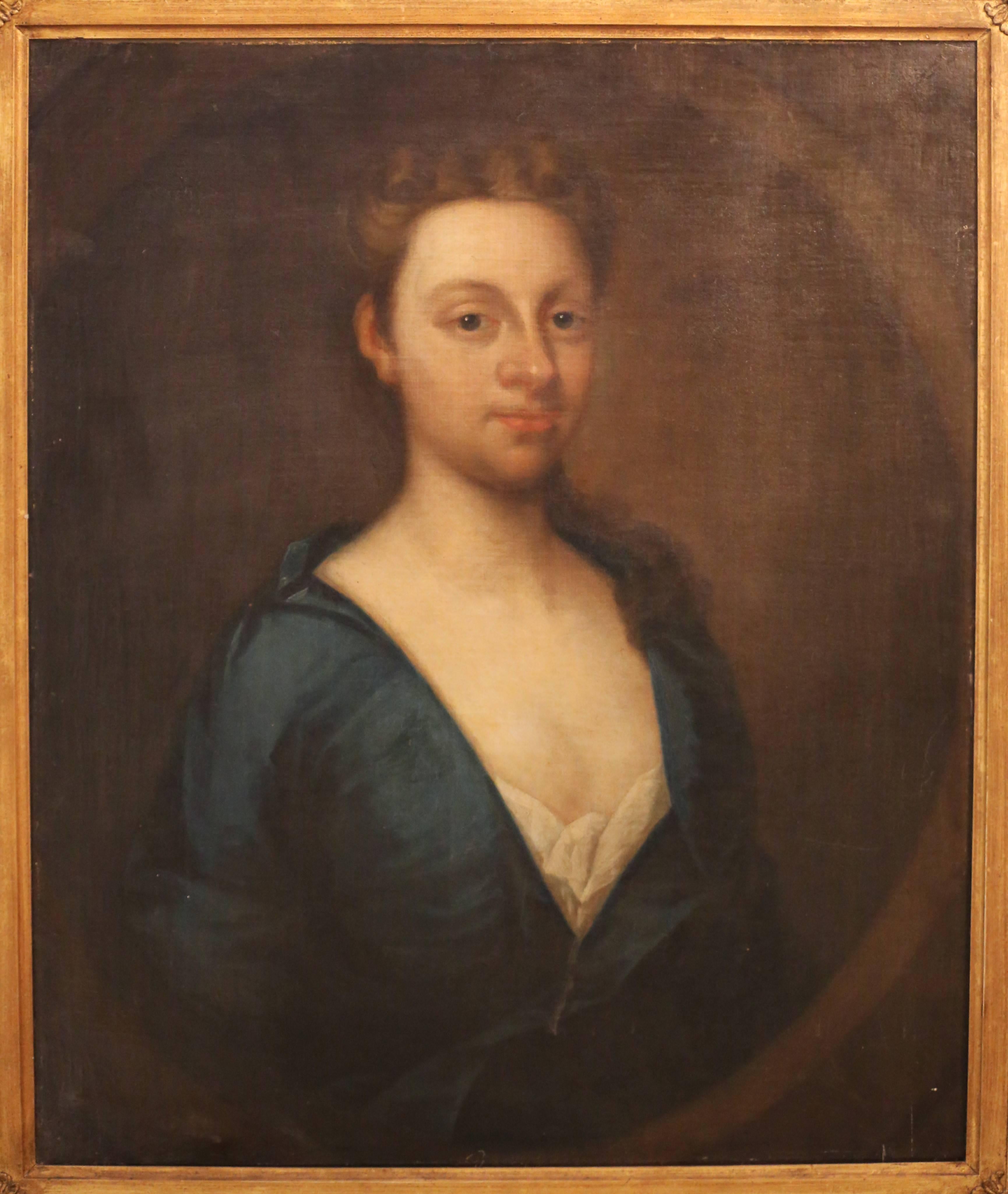English 18th Century Oil Painting of a Lady For Sale