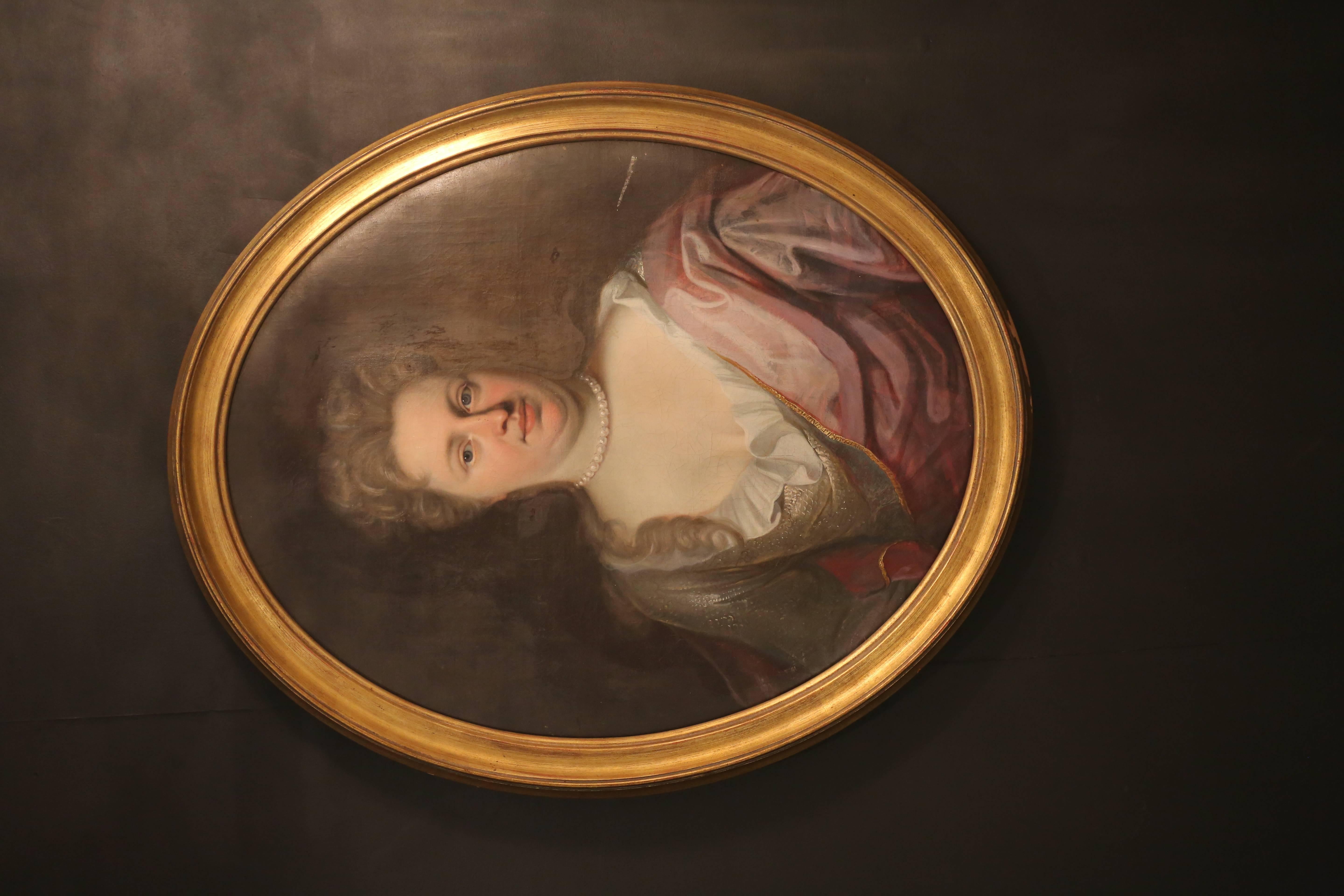 English Early 18th Century Oil Painting of a Lady For Sale