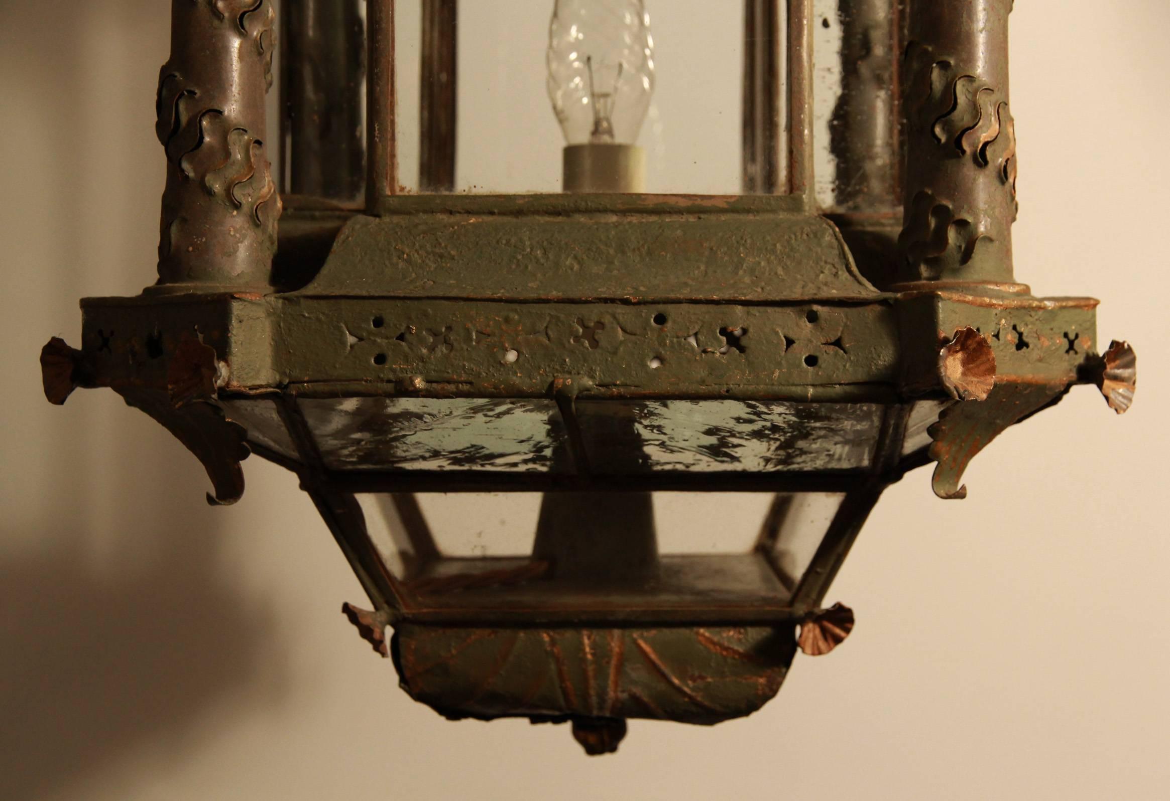 Late 18th Century Parcel Gilt Square Lantern