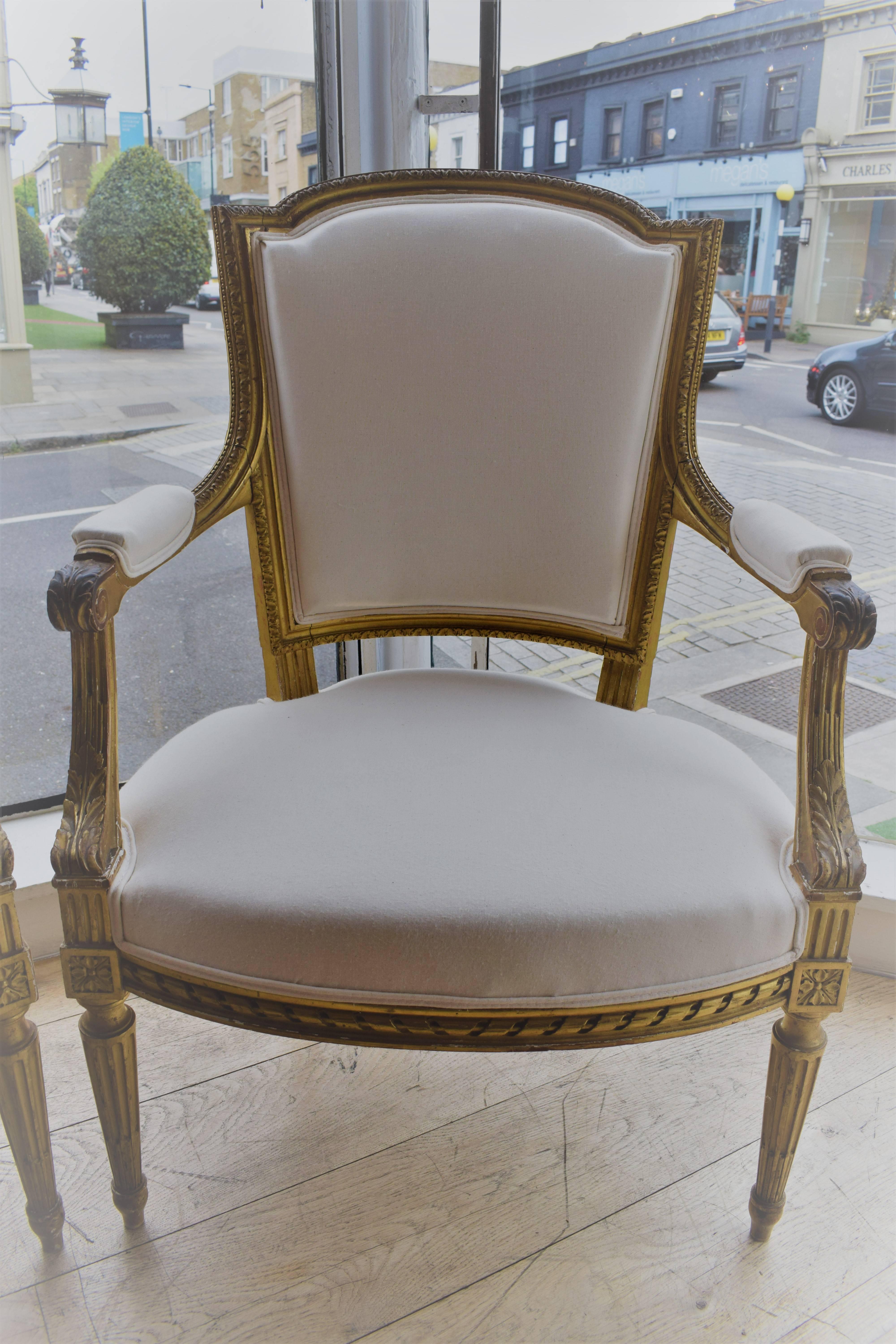 Wood Pair of French 19th Century Louis XVI Style Chairs For Sale