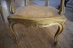 Rare 19th Century Miniature Water Gilded Carved Wood Cane Seat Childs Chair