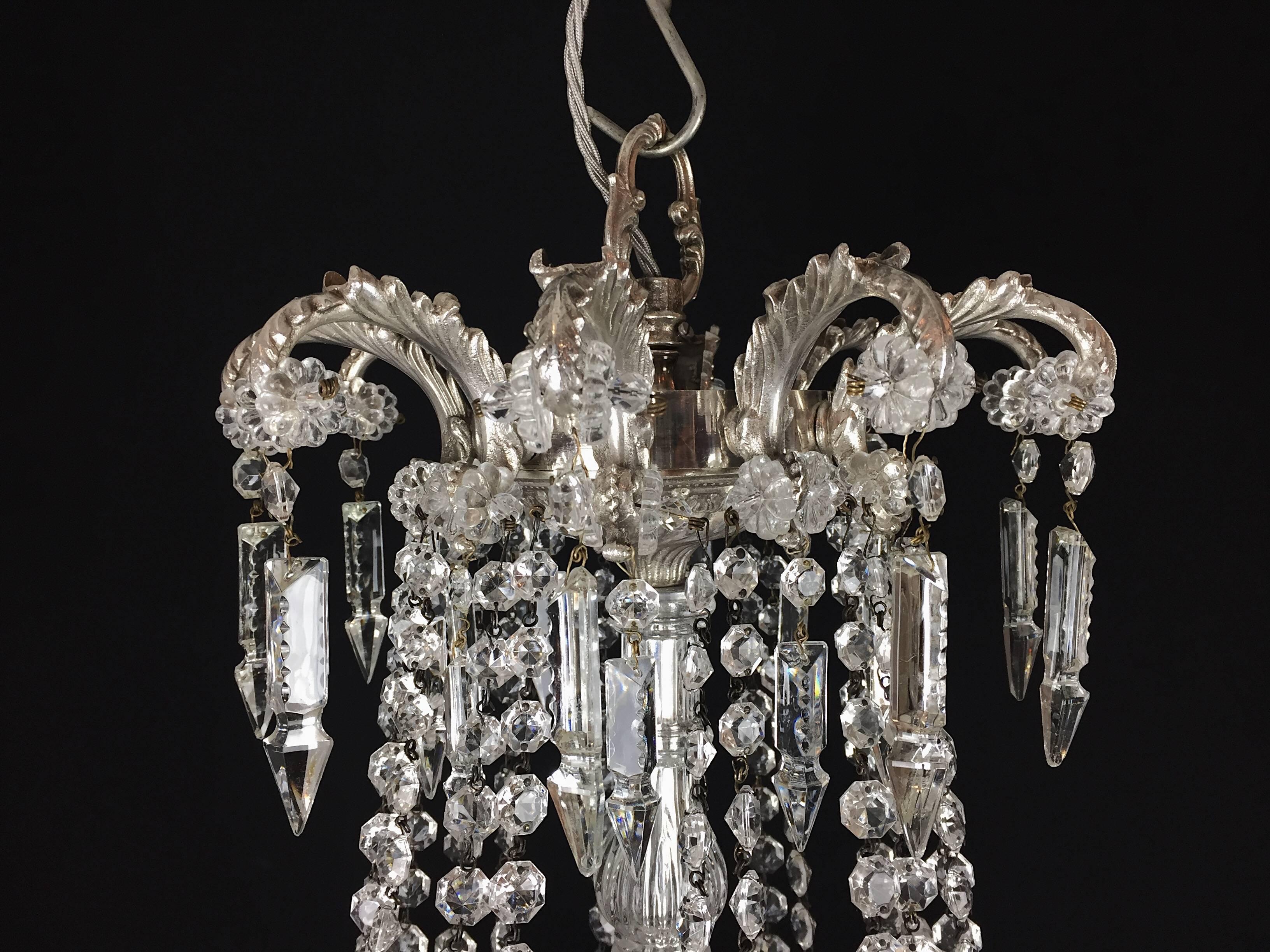 Pair of Late 19th Century Silvered Brass Bag and Swag Chandeliers For Sale 1