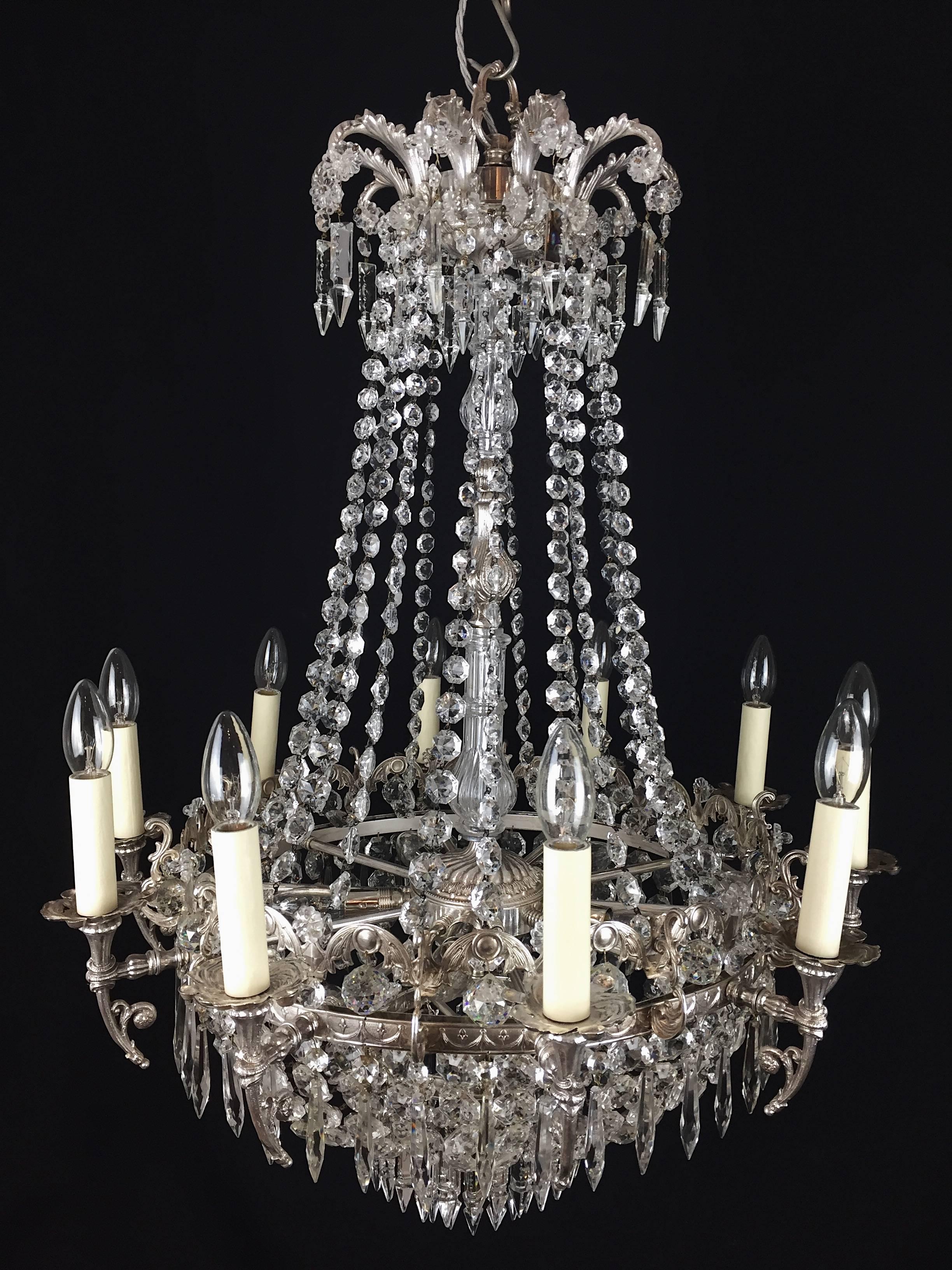 Pair of Late 19th Century Silvered Brass Bag and Swag Chandeliers For Sale 3