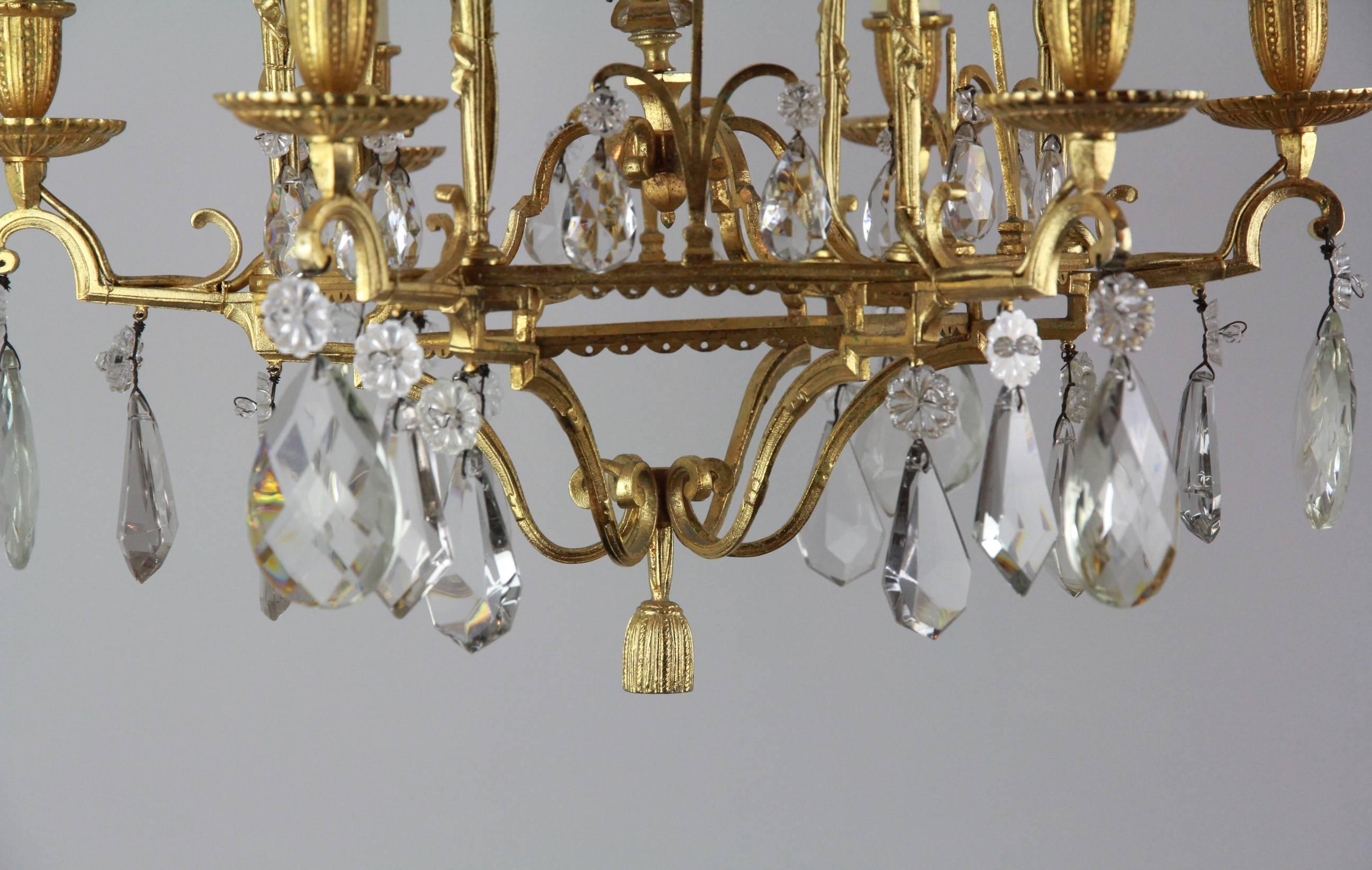 Hand-Crafted Rare and Attractive Pair of Pagoda Style Small Chandeliers For Sale