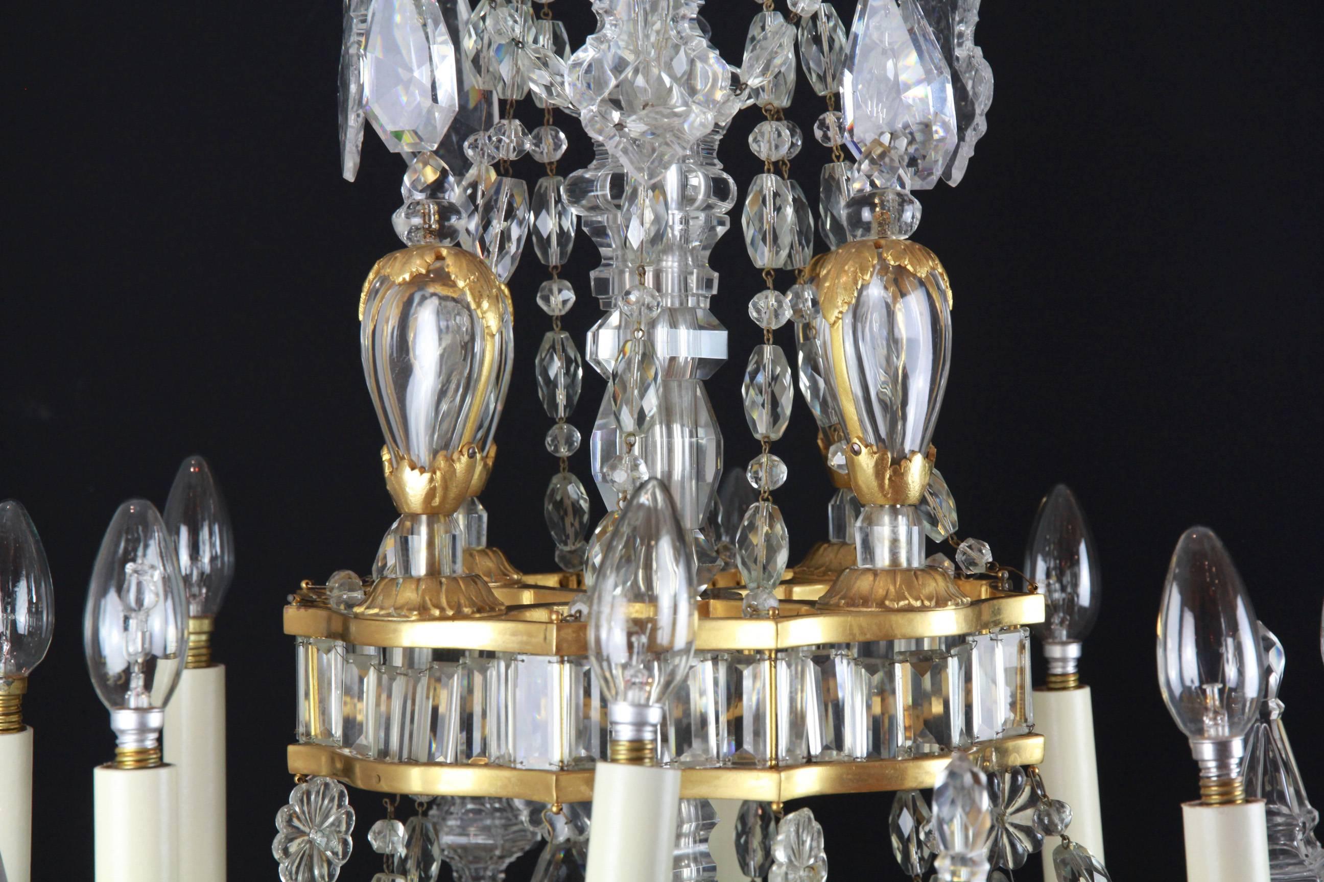 Louis XIV Superb Eight-Light Baccarat/Bagues Ormolu Chandelier For Sale