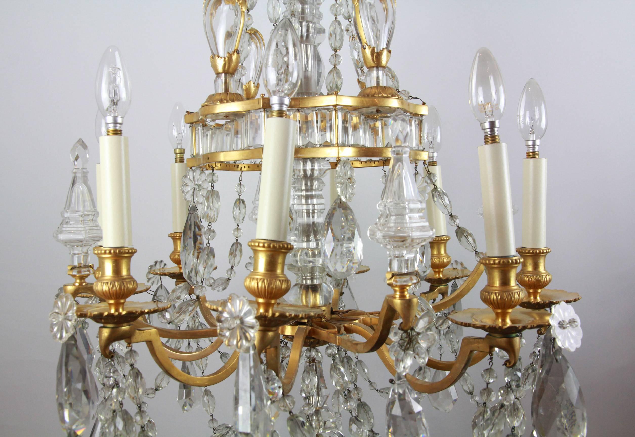 Superb Eight-Light Baccarat/Bagues Ormolu Chandelier In Good Condition For Sale In London, GB
