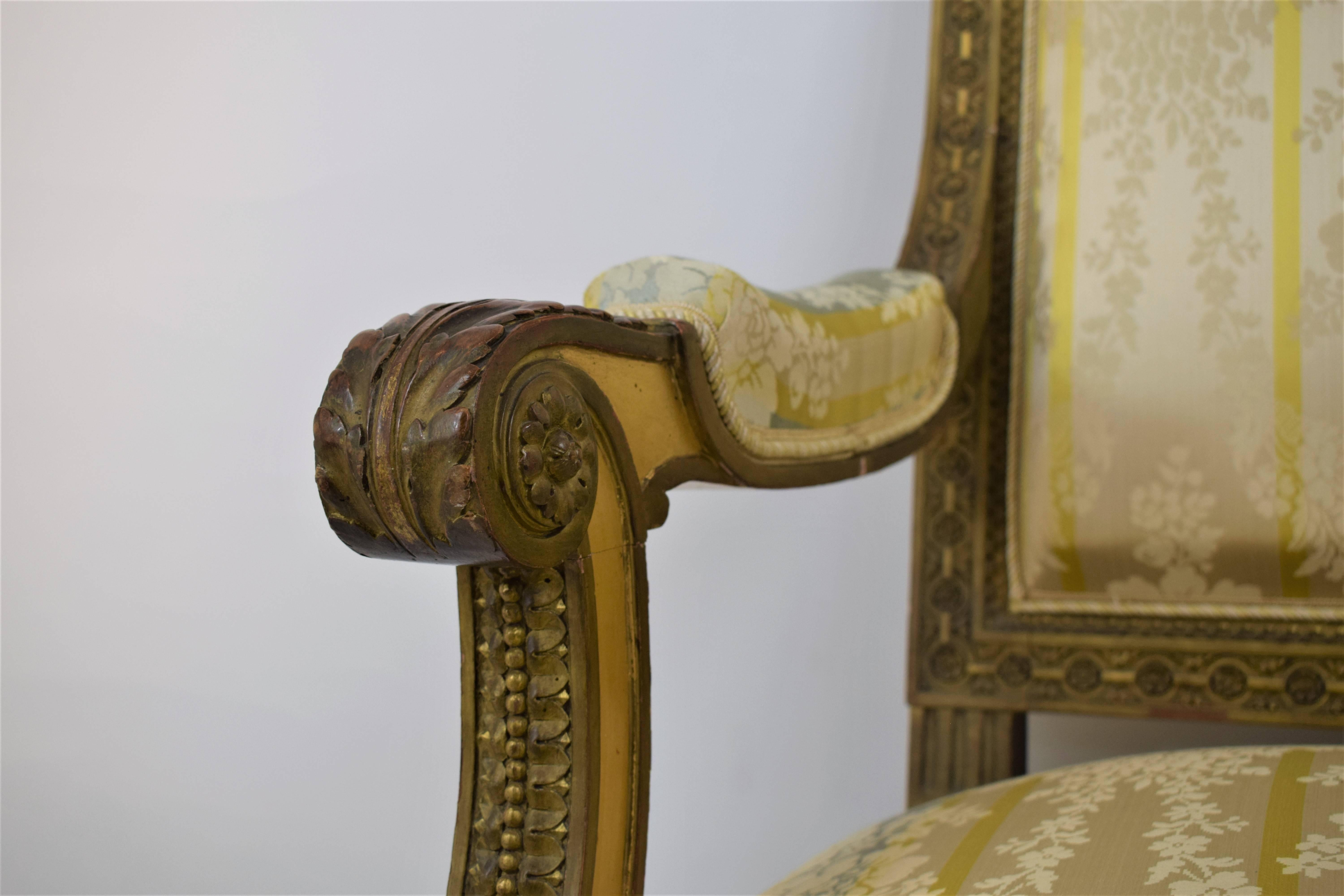 Set of Four Gilded Louis XVI Style Armchairs In Good Condition For Sale In London, GB