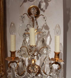 Pair of Louis XVI Style Baccarat Three-Arm Wall Lights