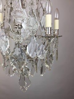 French Silvered Brass Six-Arm Chandelier