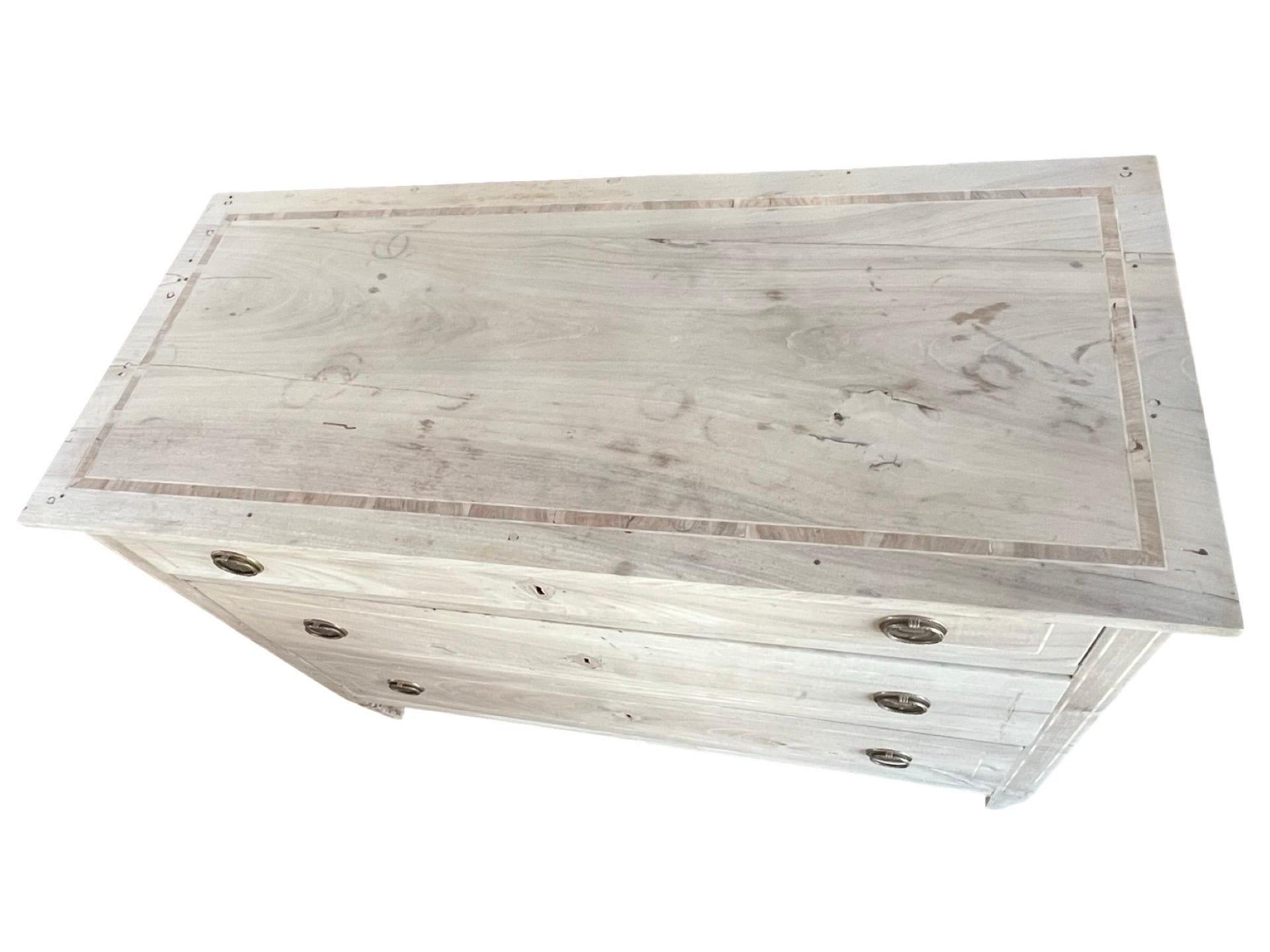 Satinwood 18th Century Italian Neoclassical Bleached Cherry Commode With Inlay For Sale