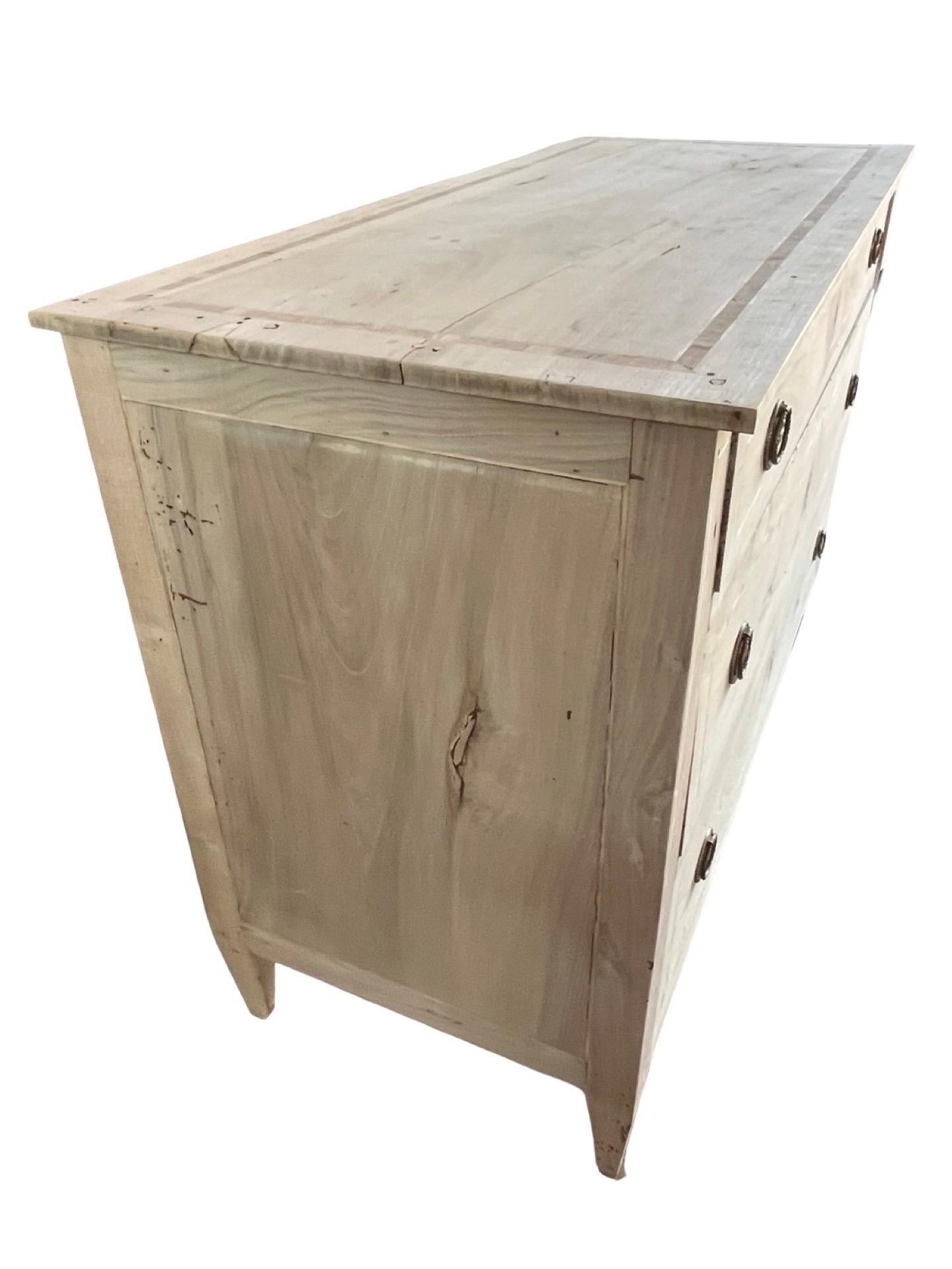 18th Century Italian Neoclassical Bleached Cherry Commode With Inlay For Sale 2