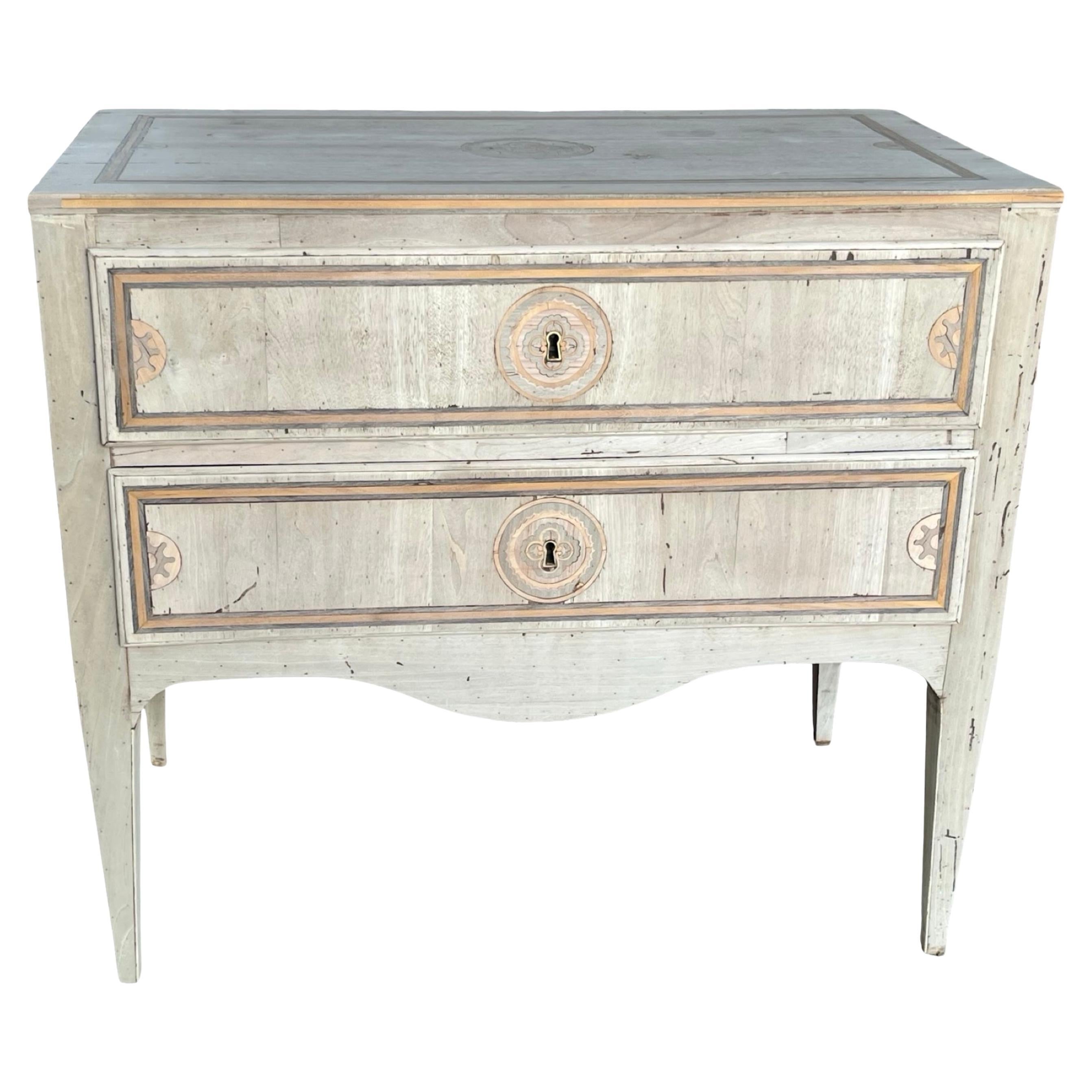 20th Century Italian Bleached Walnut Commode with Inlay
